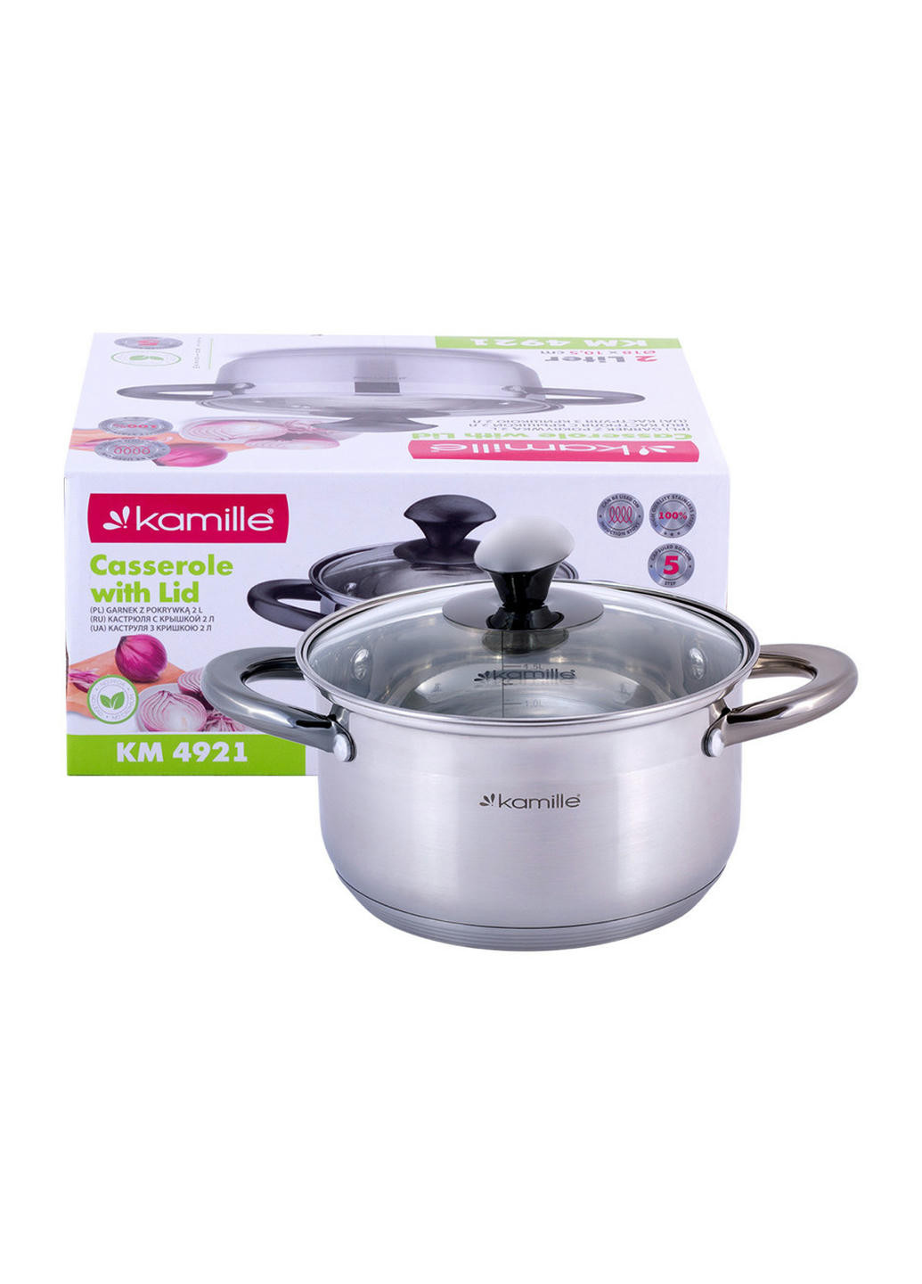 Каструля з кришкою KM-4921 2 л 18 см Kamille (258259649)