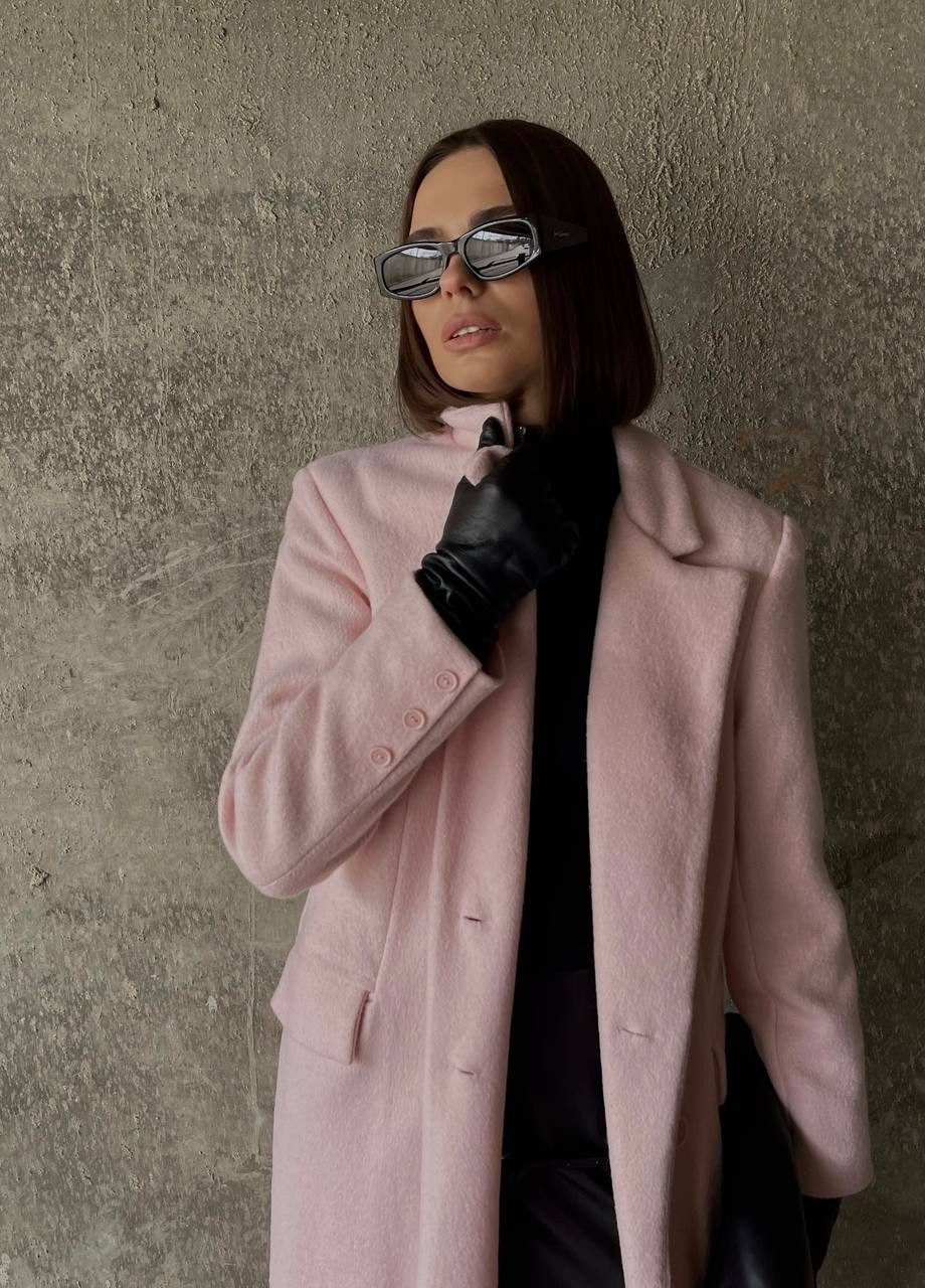Розовое демисезонное Пальто длинное на пуговицах с карманами ZF inspire