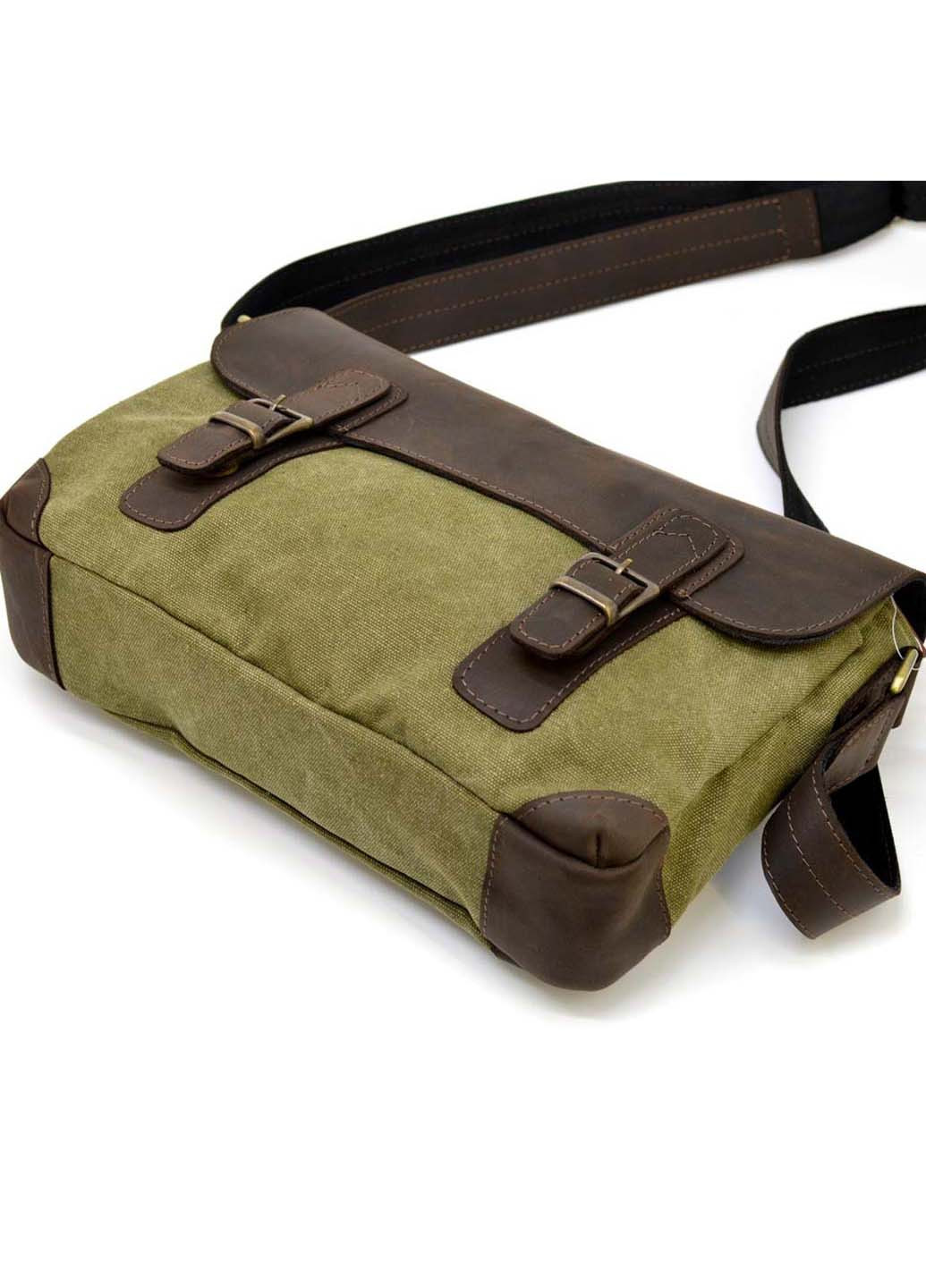 Чоловіча сумка через плече зі шкіри та канвас CH-6002-3md 33 × 22 × 7 TARWA (257996615)