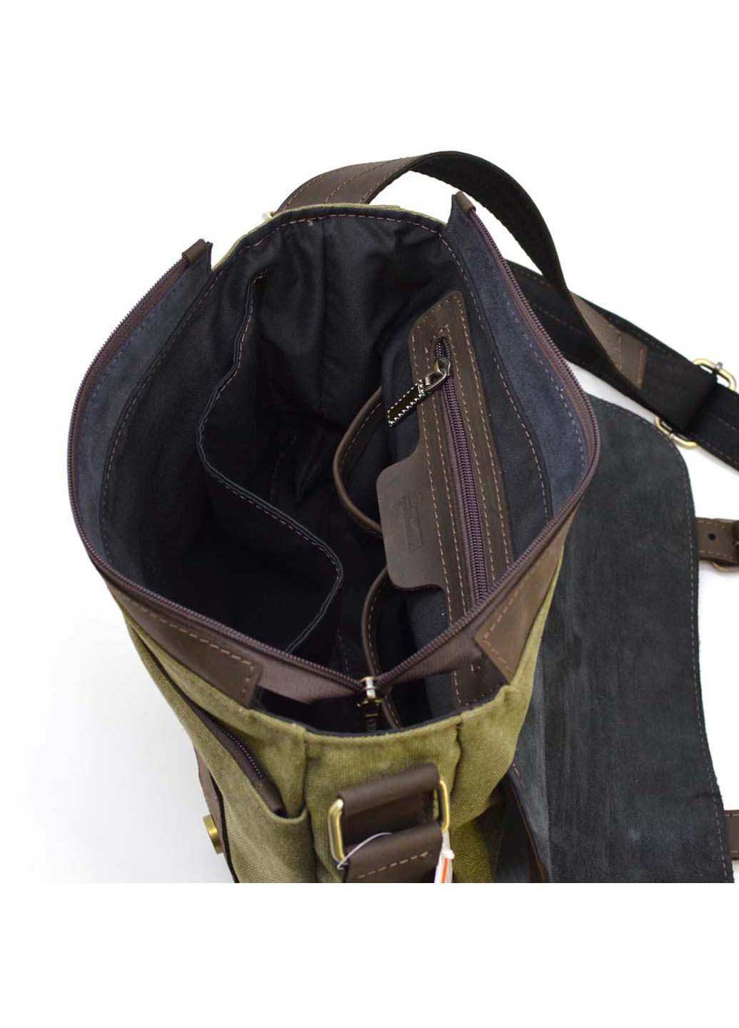 Чоловіча сумка через плече зі шкіри та канвас CH-6002-3md 33 × 22 × 7 TARWA (257996615)