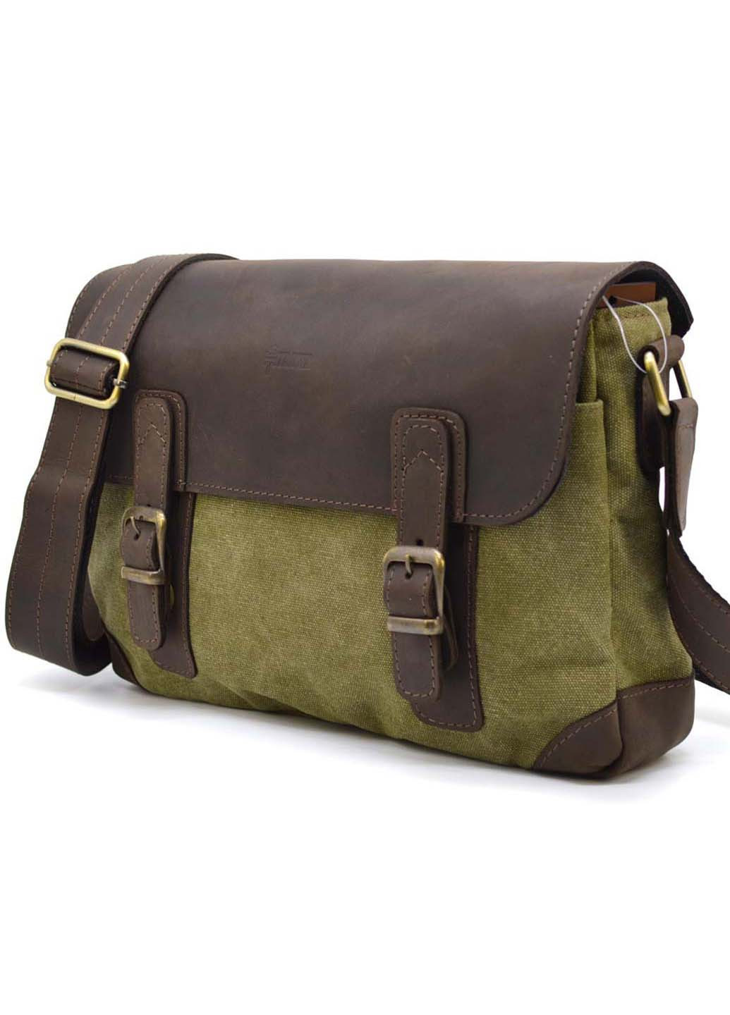 Чоловіча сумка через плече зі шкіри та канвас CH-6002-3md 33 × 22 × 7 TARWA (257996615)