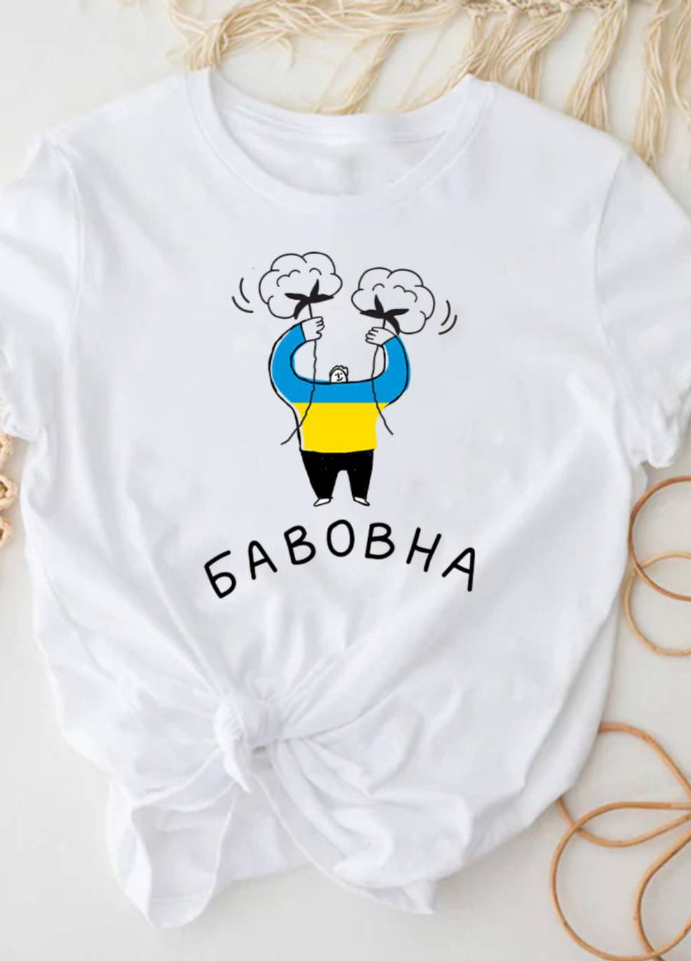 Белая демисезон футболка женская белая big bavovna Love&Live