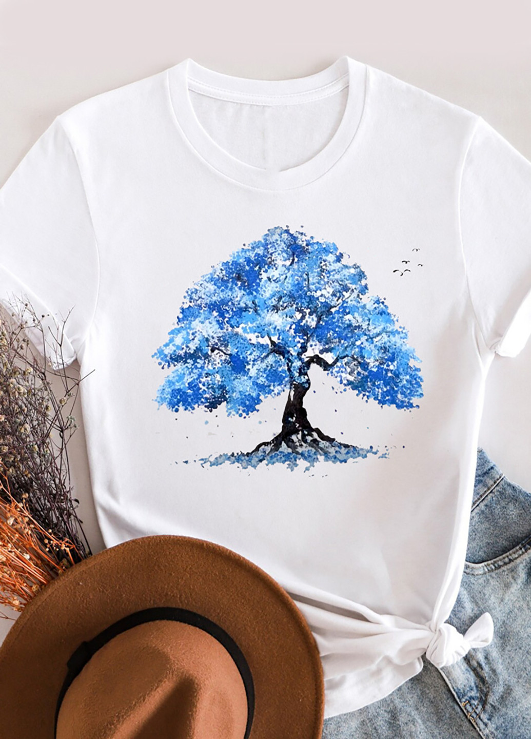 Белая демисезон футболка женская белая blue tree Love&Live