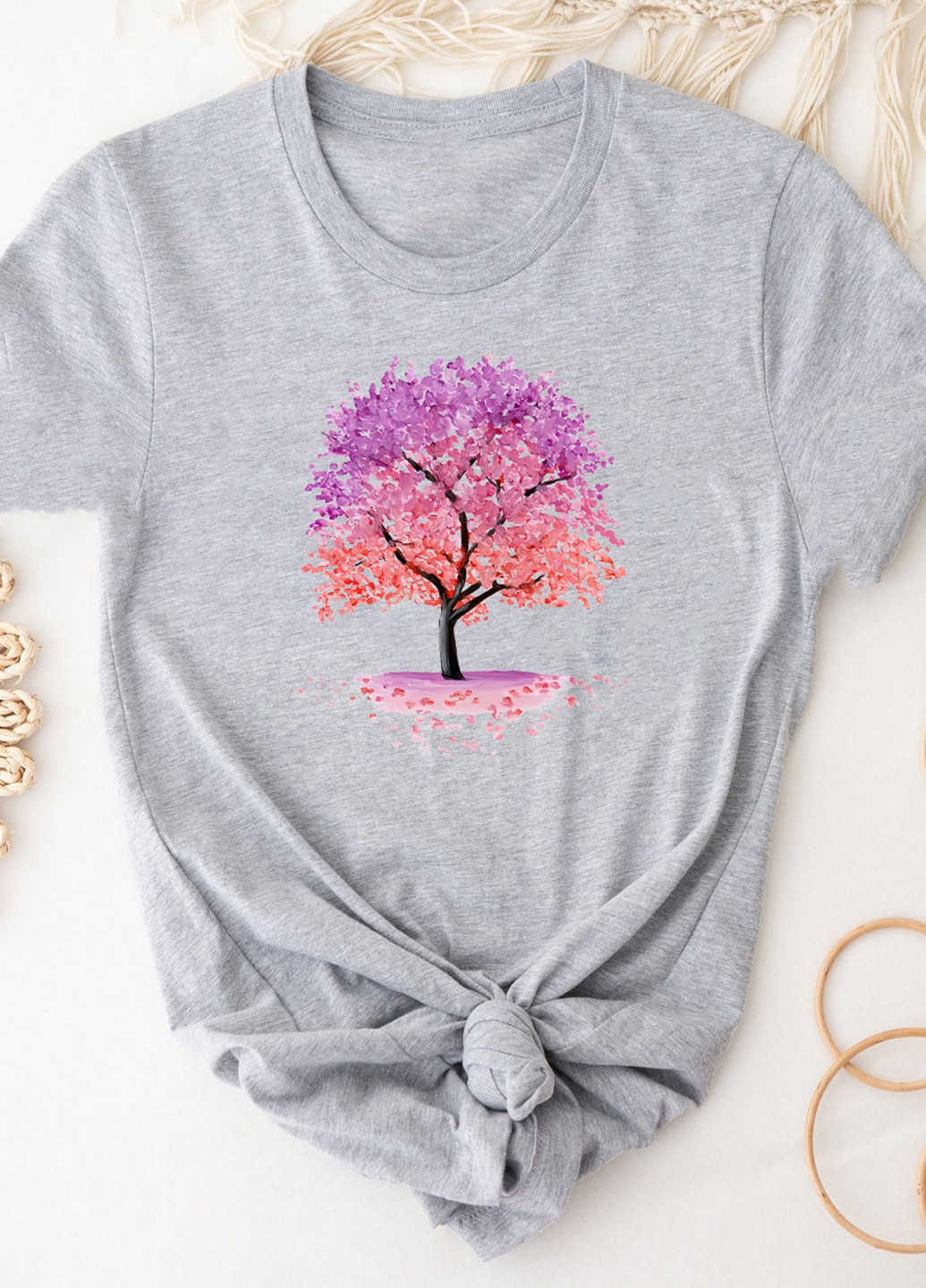 Серая демисезон футболка женская серая адамово дерево Zuzu
