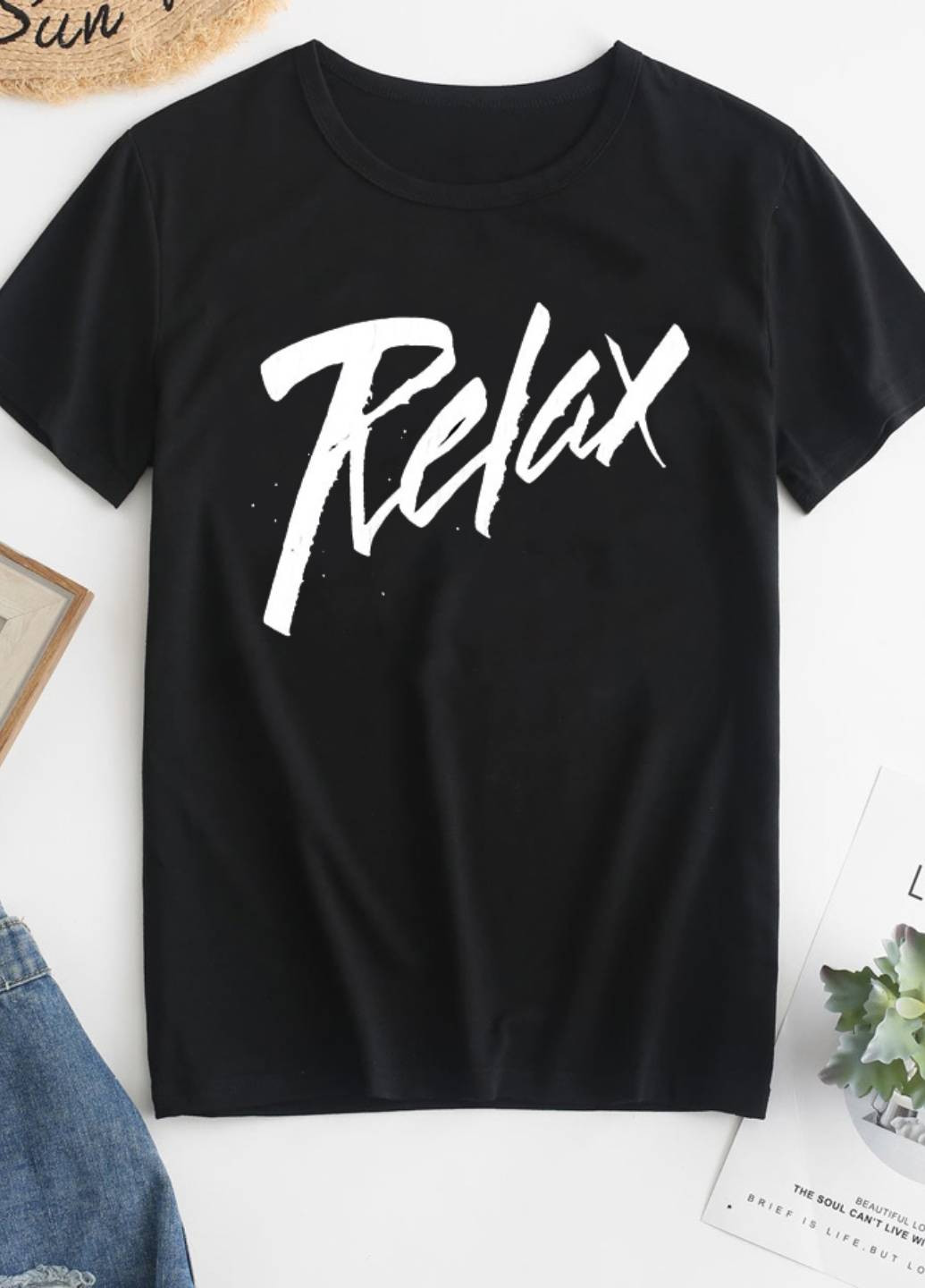 Черная демисезон футболка женская черная relax-2 Zuzu