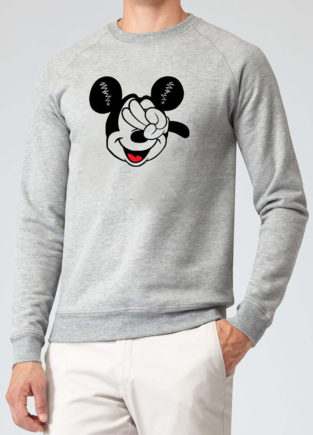 Світшот чоловічий сірий Salute, I'm Mickey!-2 Love&Live - крій сірий кежуал - (258022420)