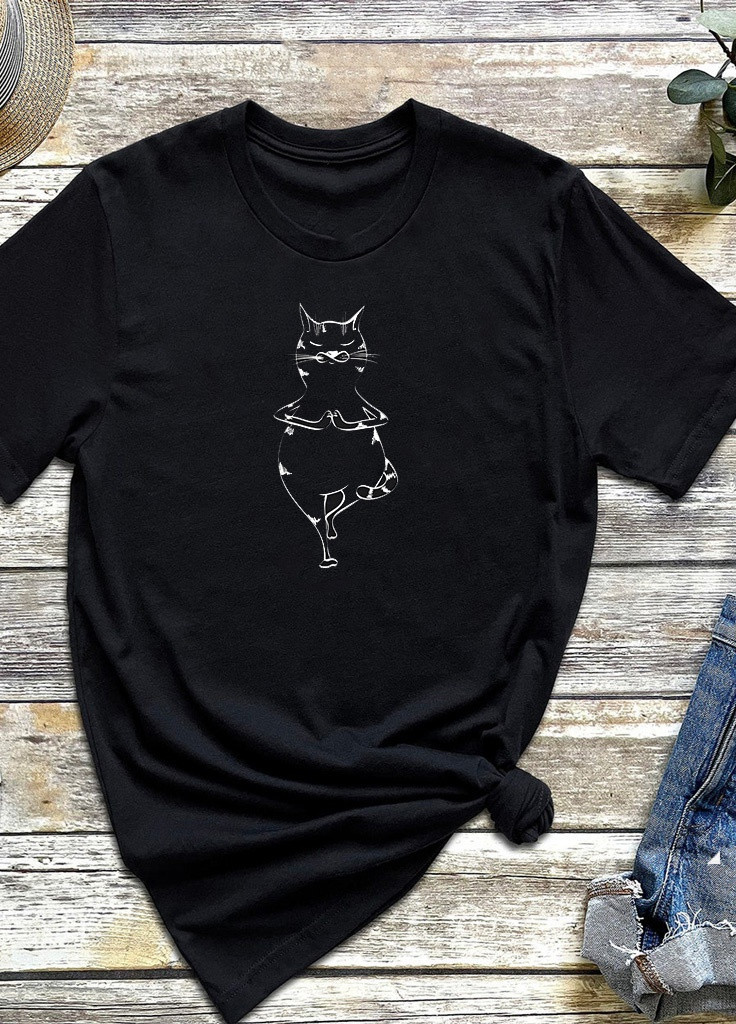 Чорна футболка чоловіча чорна cat balance Zuzu