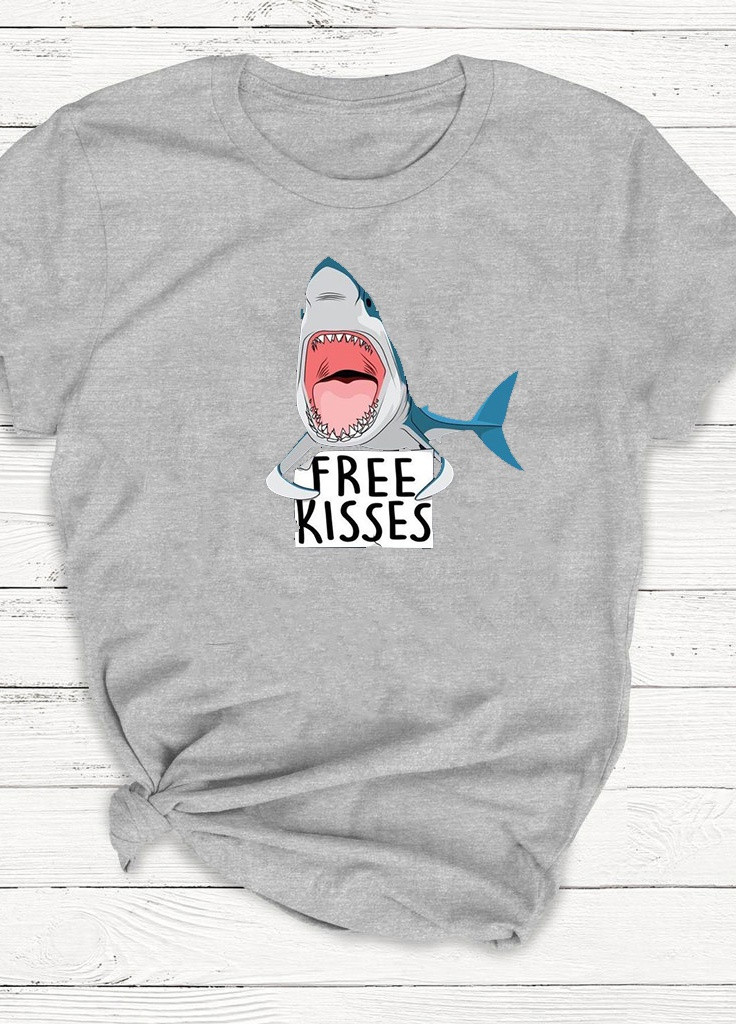 Серая футболка мужская серая free shark kiss Zuzu