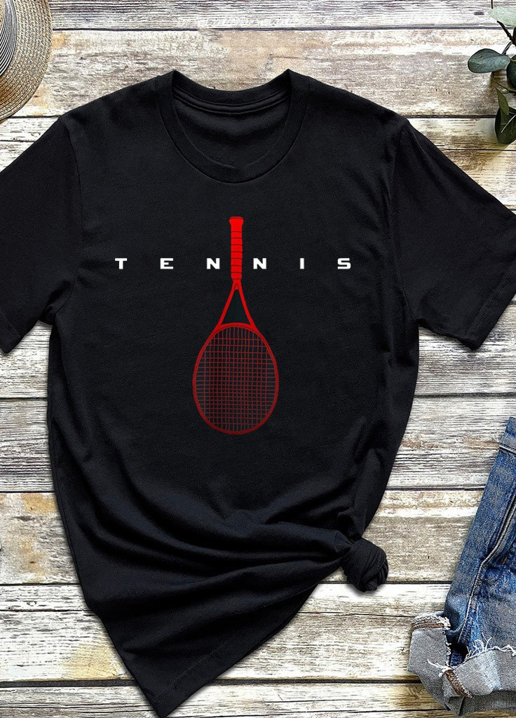 Чорна футболка чоловіча чорна tennis Zuzu