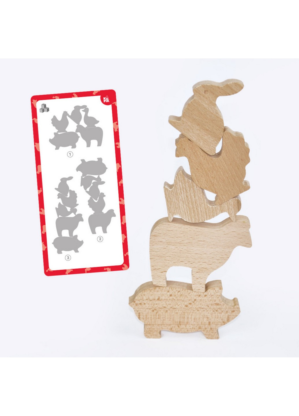 Деревянный игровой набор "Фигурки животных" 17 деталей 28х6,5х20 см No Brand (258032867)