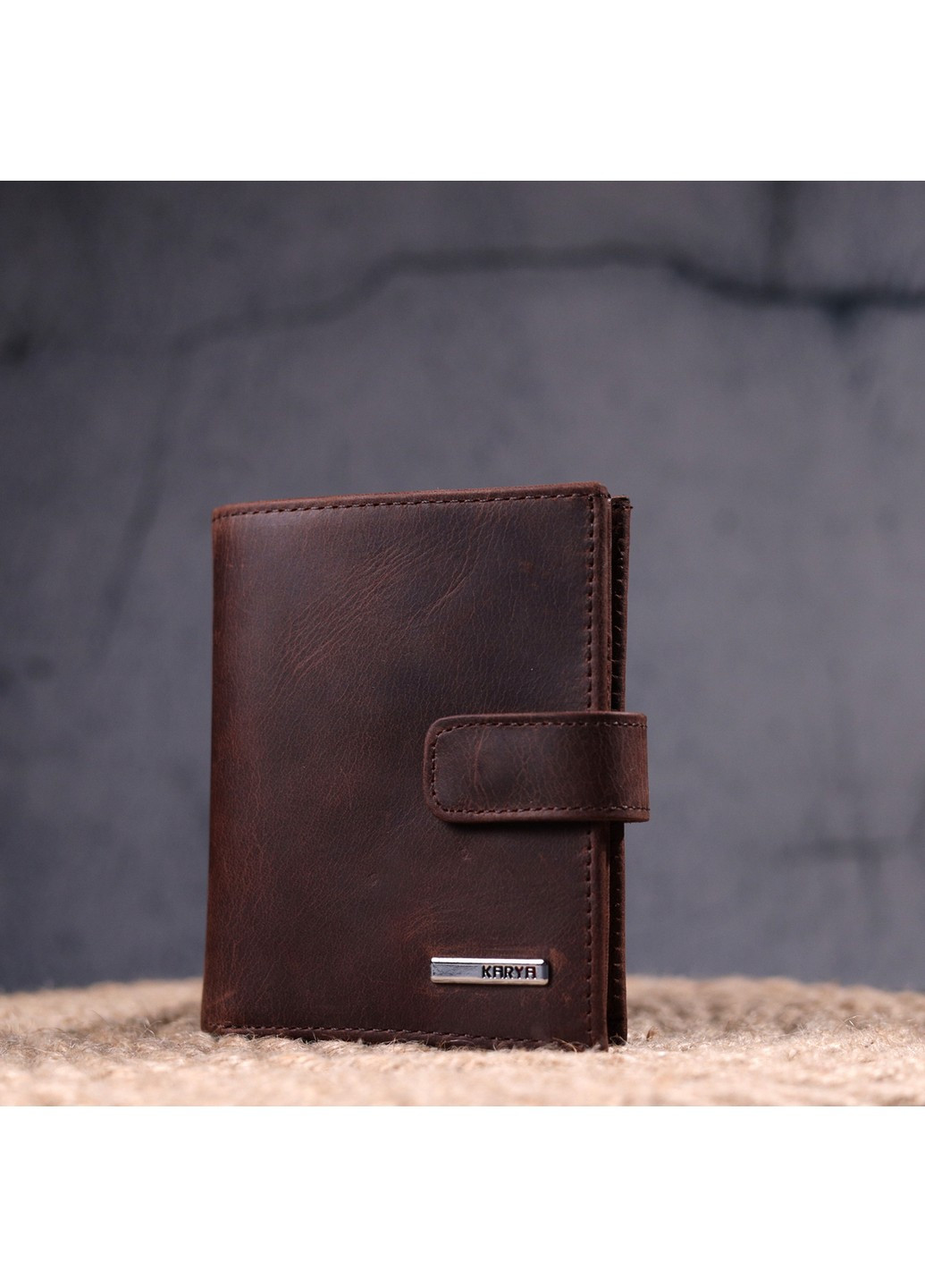 Невеликий чоловічий гаманець у вінтажній шкірі 9,5х11х2,5 см Karya (258031385)