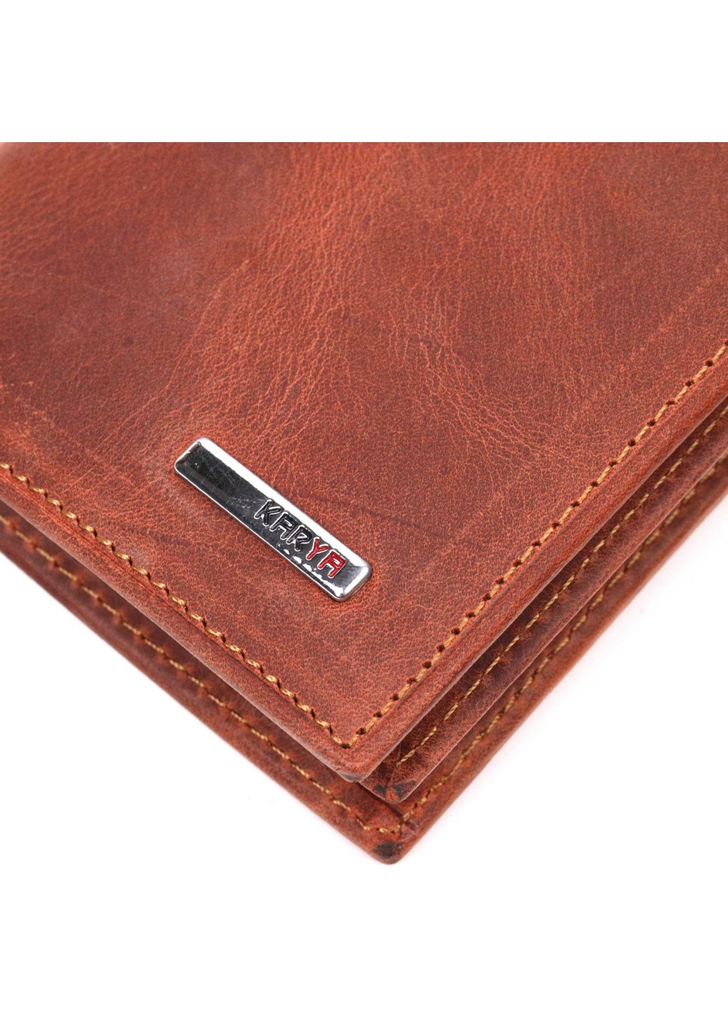 Вертикальное портмоне без застежки в винтажной коже мужское 9х11,5х2 см Karya (258032366)