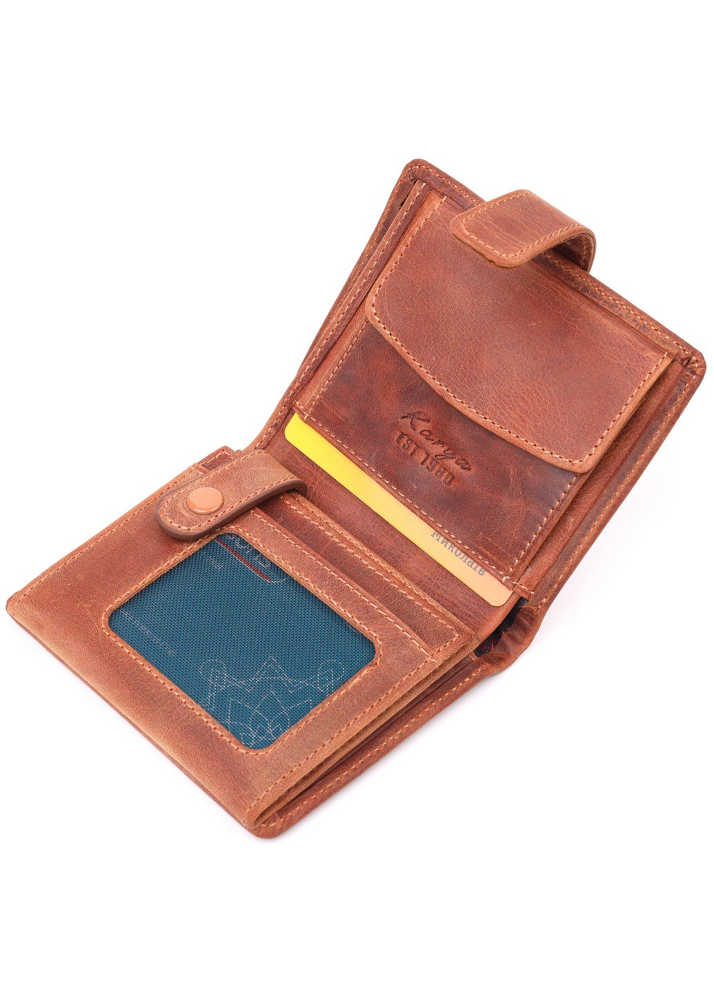 Універсальний чоловічий гаманець у вінтажній шкірі 9х10,5х2 см Karya (258033429)