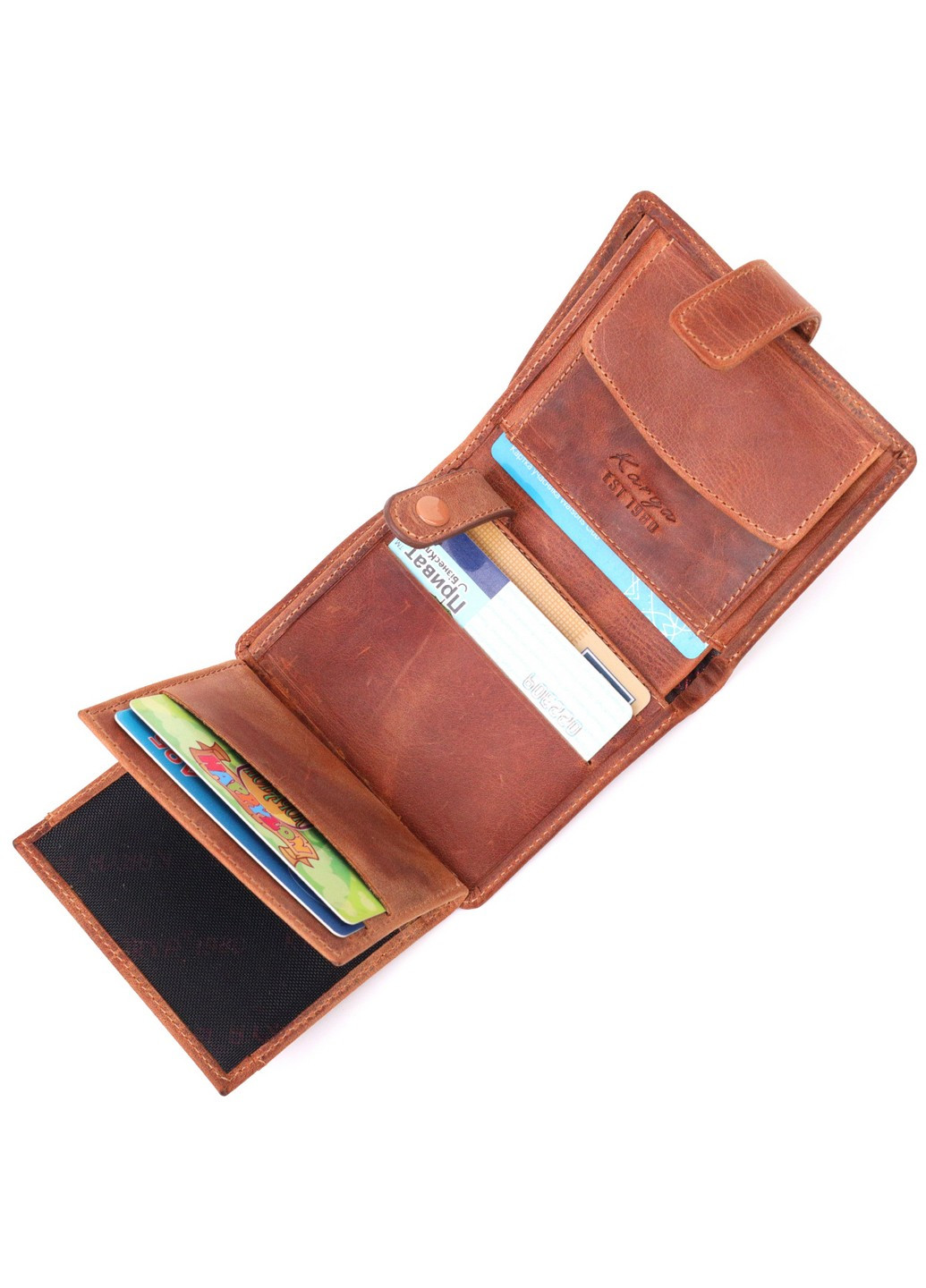 Универсальный мужской кошелек в винтажной коже 9х10,5х2 см Karya (258033429)