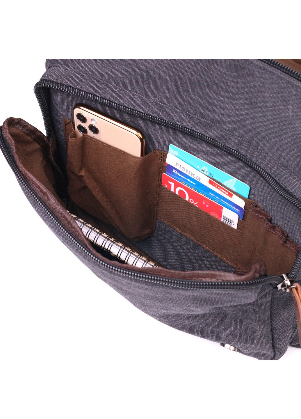 Сумка для ноутбука с клапаном текстильная мужская 36х33х10 см Vintage (258031674)