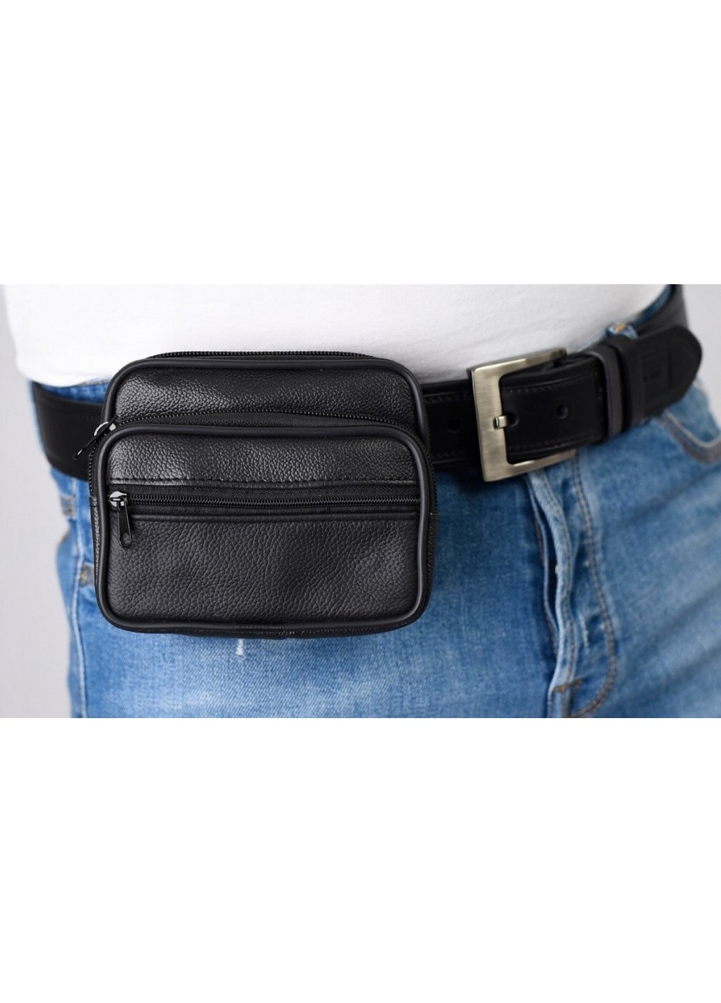 Небольшая мужская барсетка, сумка на пояс из эко кожи 13,5х10х2 см No Brand (258032863)