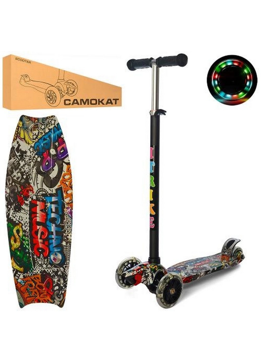 Самокат дитячий з підсвічуванням 40х13х79-88 см iTrike (258031909)