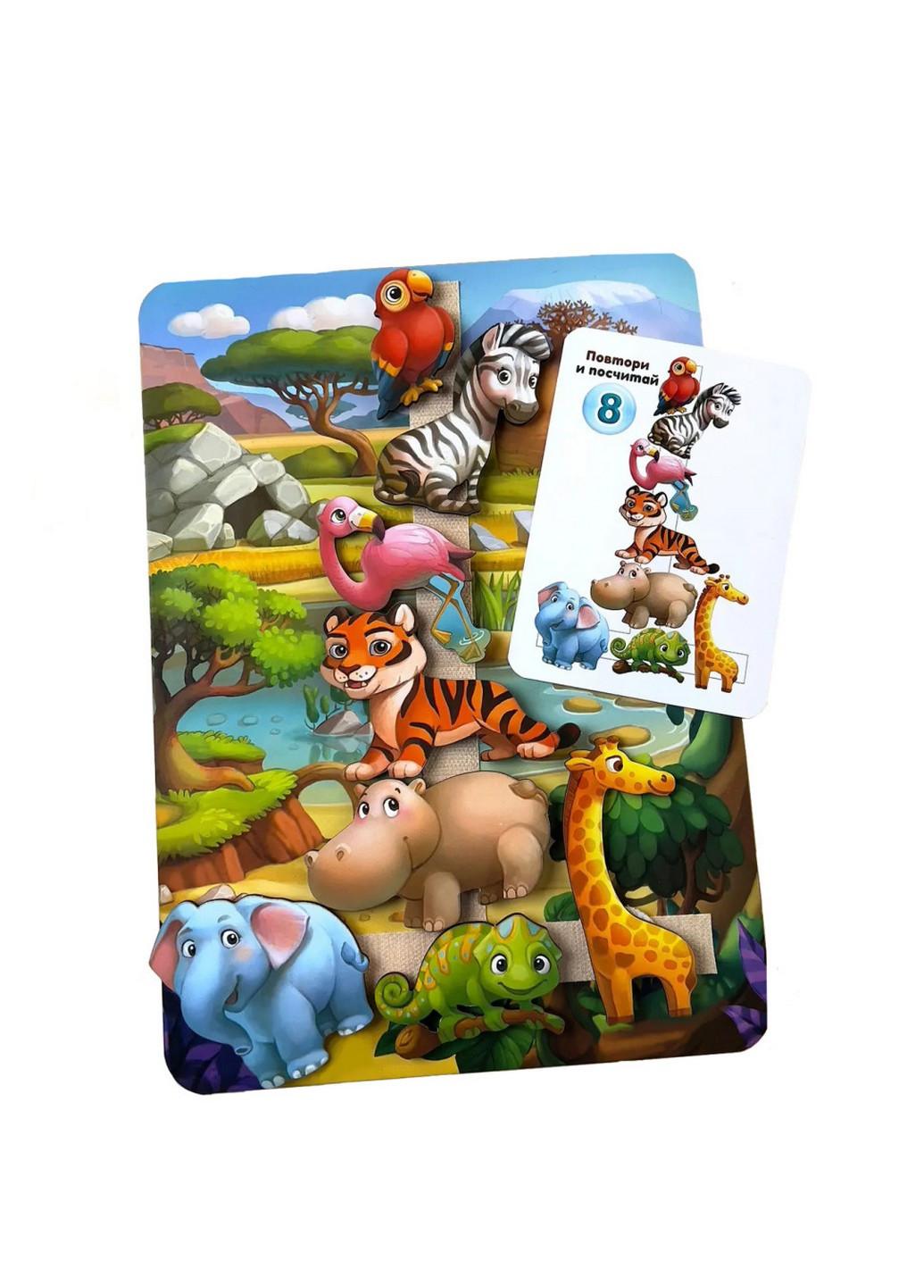 Дерев'яна настільна гра "Повтори за схемою - Африка" на липучках 32х23х1 см No Brand (258030833)