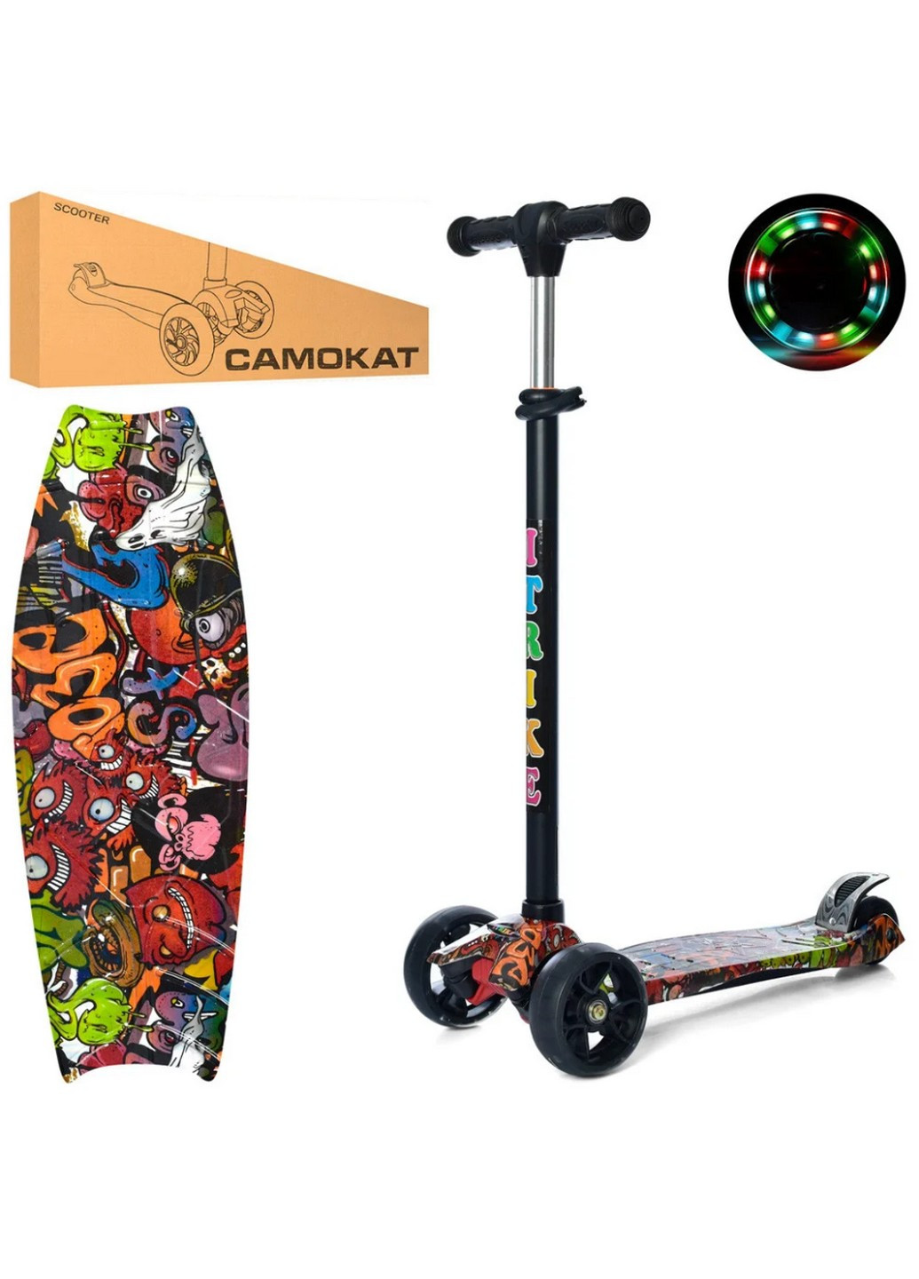 Самокат детский трехколесный 40х13,5х70-89 см iTrike (258031038)