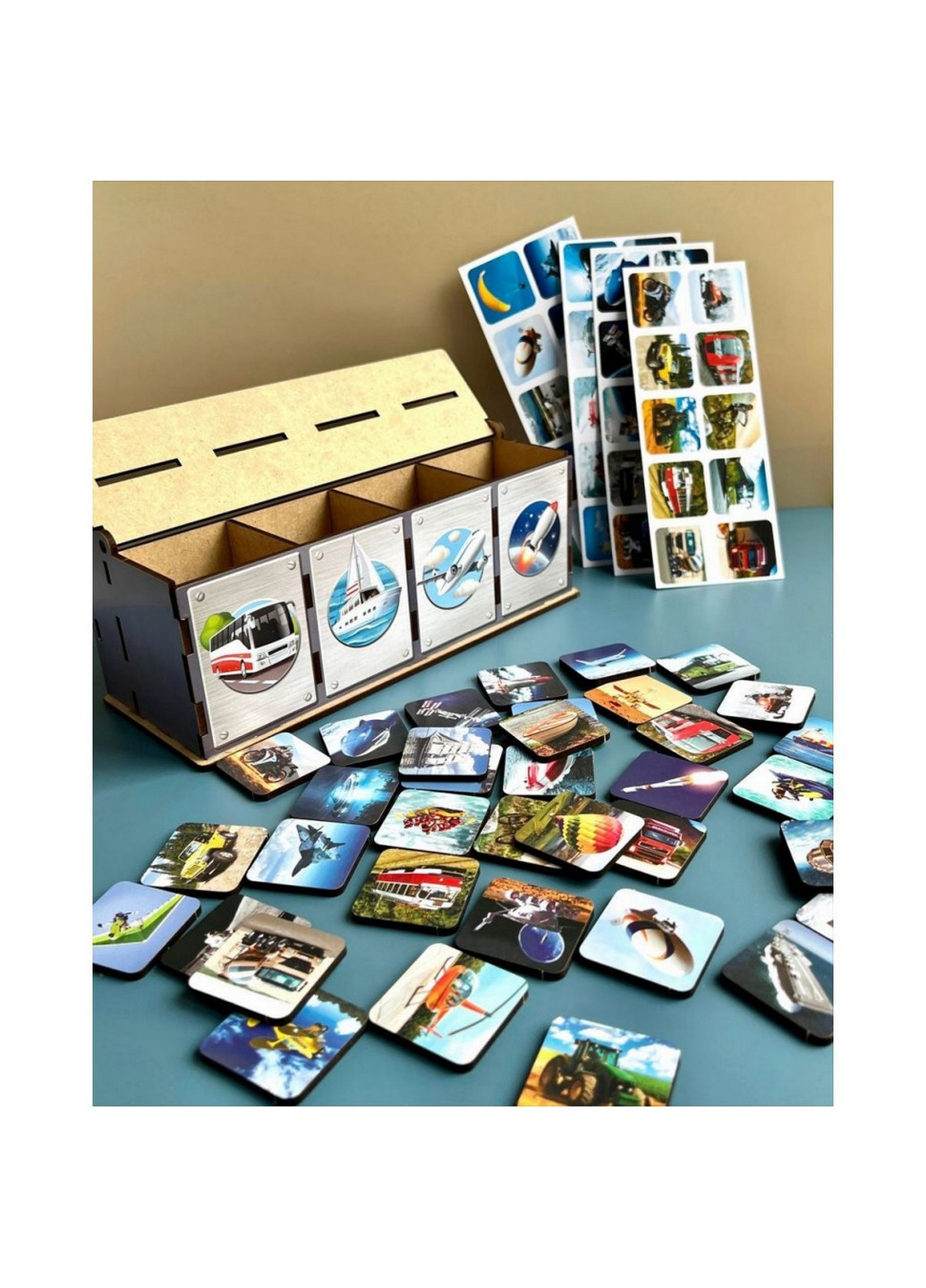 Настольная развивающая игра "Виды транспорта" комодик-сортер 8х23х9 см No Brand (258032866)