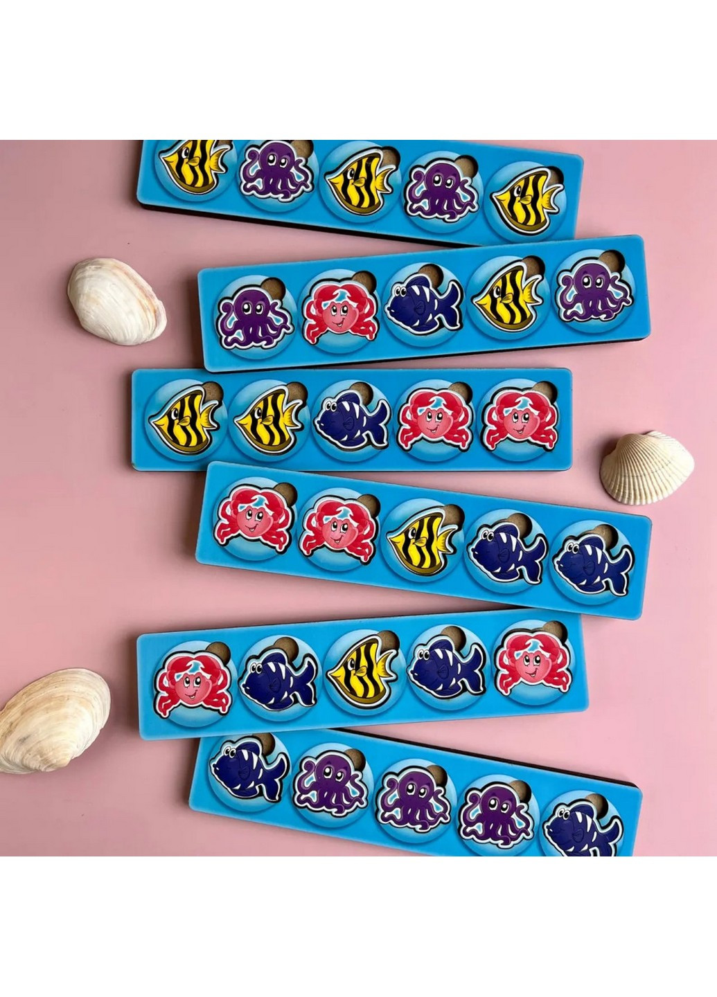 Дерев'яна настільна гра "Морські жителі-1" сортер-комодик 24х15х6 см No Brand (258031752)