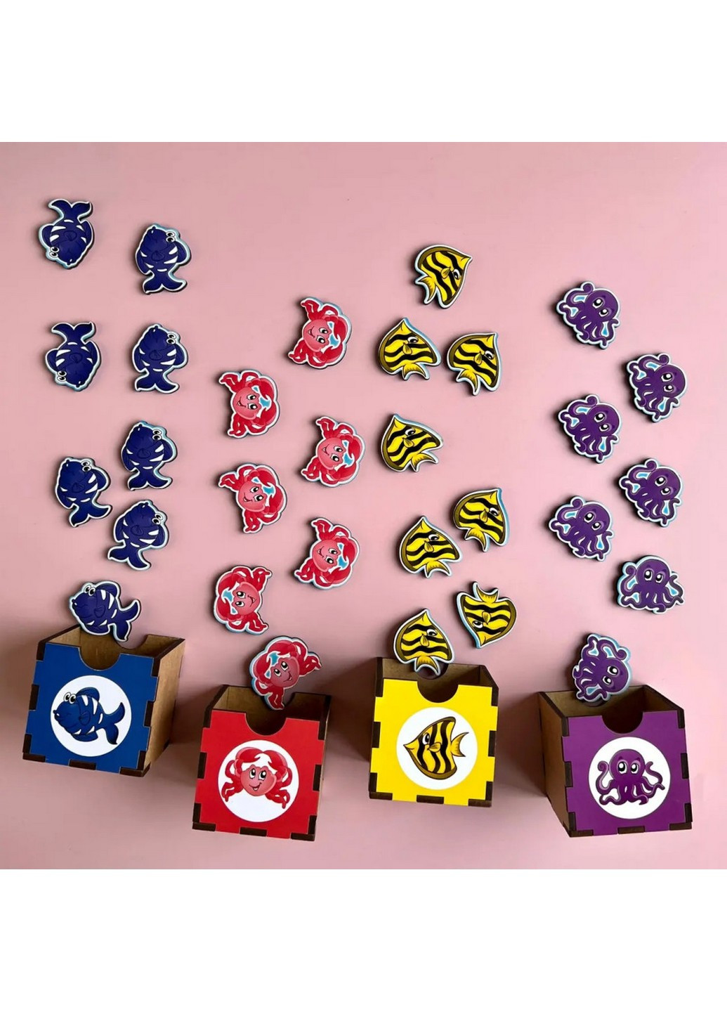 Дерев'яна настільна гра "Морські жителі-1" сортер-комодик 24х15х6 см No Brand (258031752)