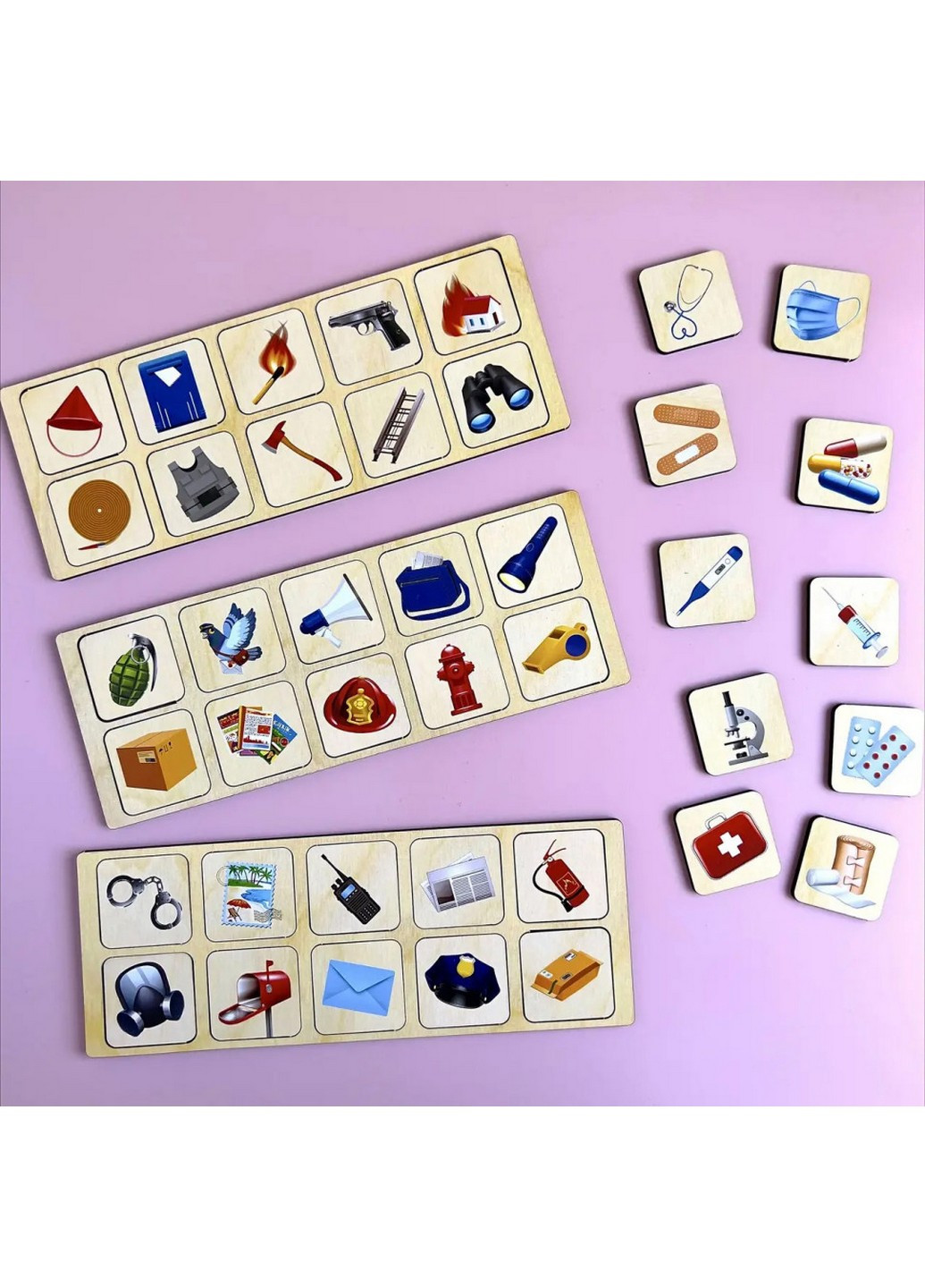 Деревянная настольная игра "Служебный транспорт" сортер-комодик 22х12х14 см No Brand (258031747)