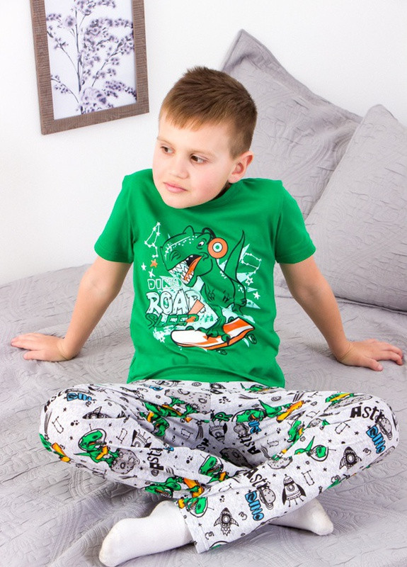 Зеленая всесезон піжама для хлопчика діно (зелений) носи своє (6376-002-33-4-v0) Носи своє