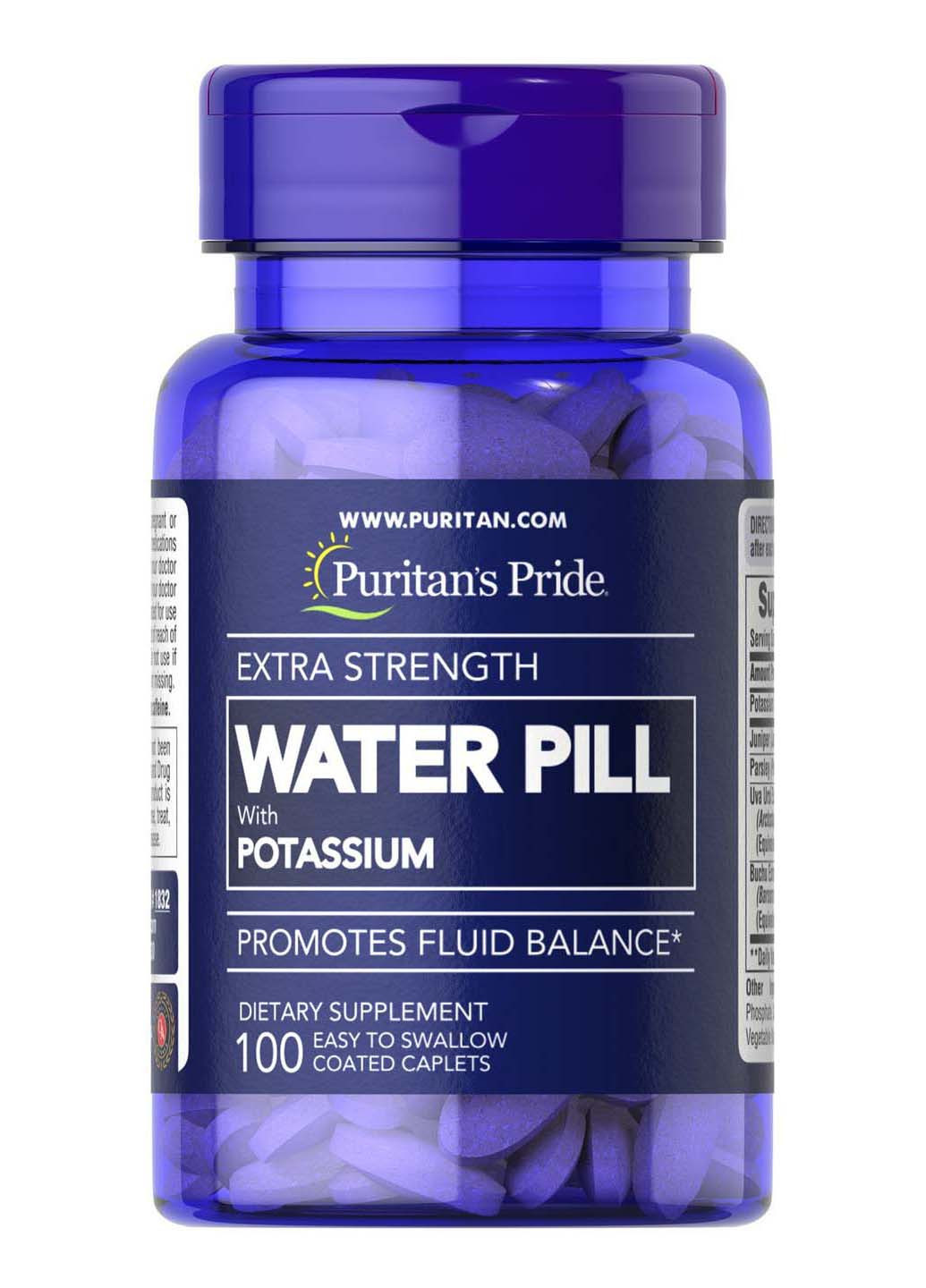 Поддержка водного баланса Extra Strength Water Pill 100 капсул Puritans Pride (258037067)