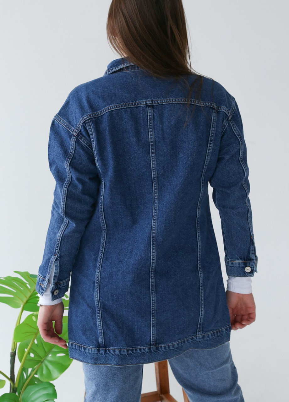 Синя демісезонна джинсова куртка жіноча синя видовжена JEANSclub Прямая