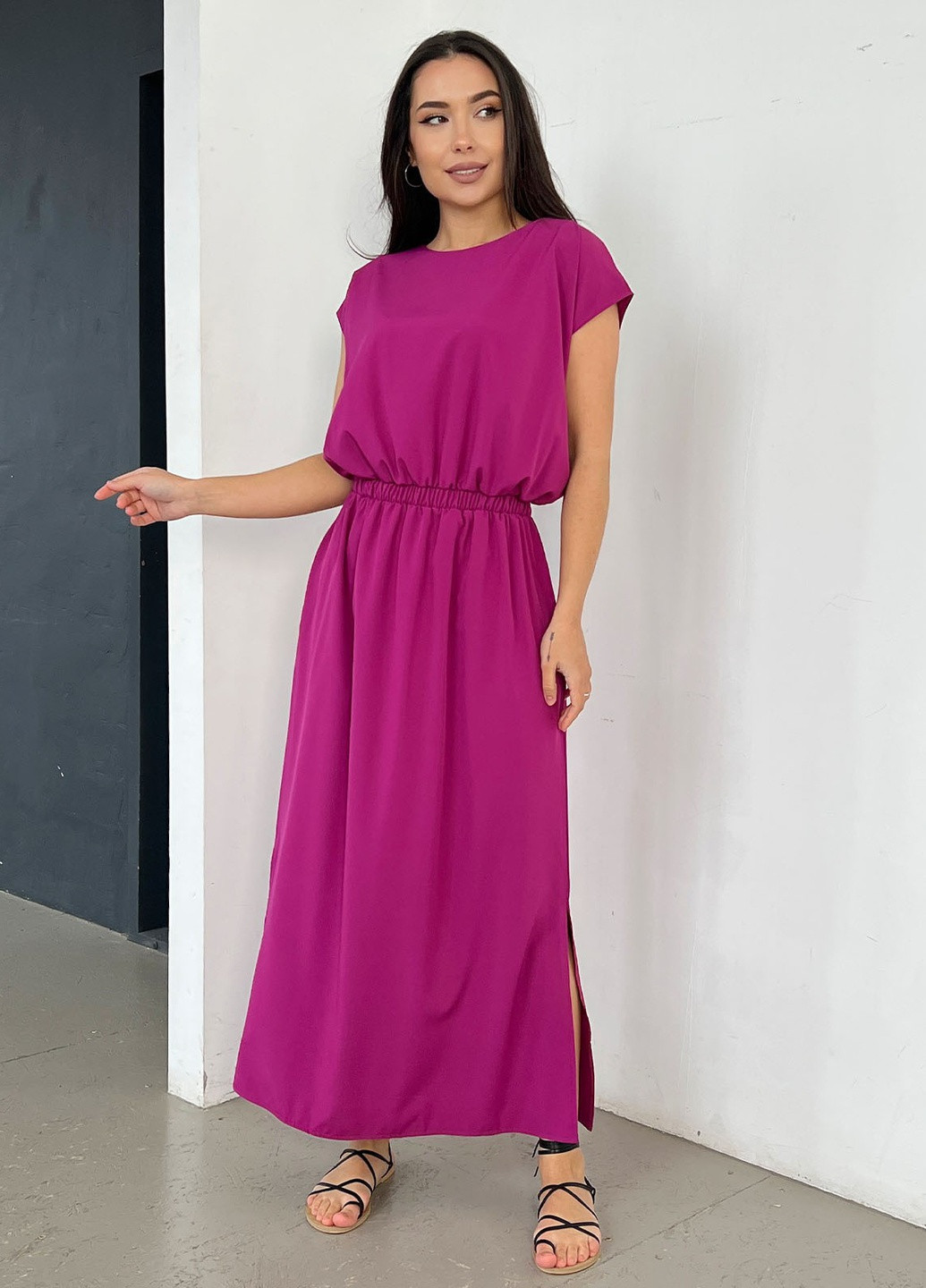 Фіолетова повсякденний сукня жіноча а-силует ISSA PLUS однотонна