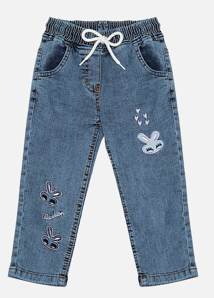 Голубые демисезонные джинсы на резинке для девочки ALG