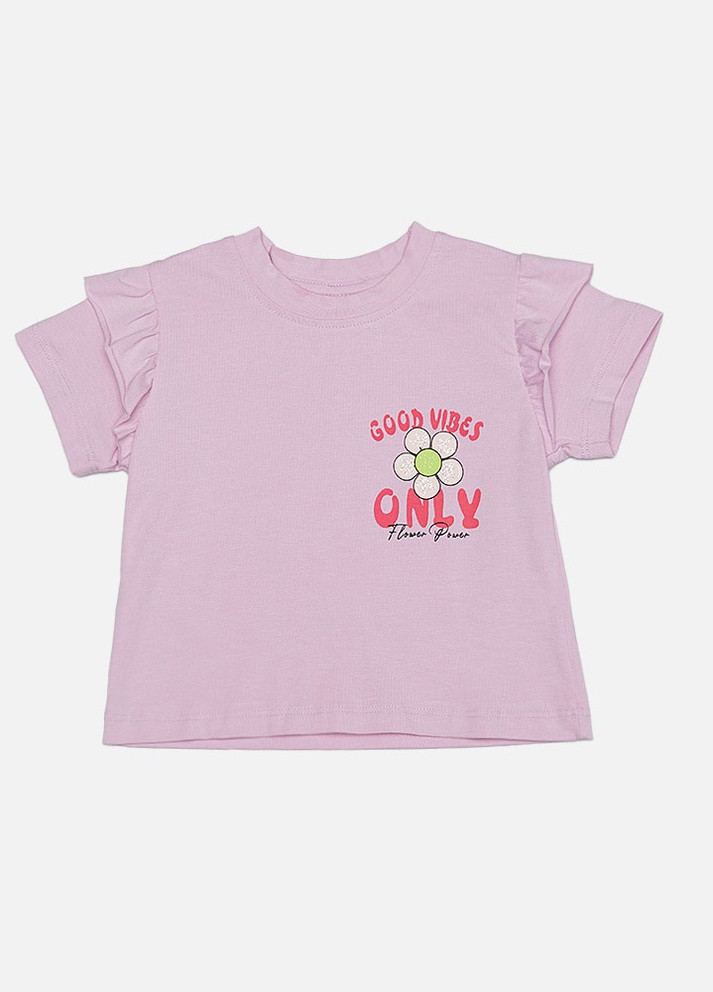 Сиреневая летняя футболка регуляр для девочки Miss Feriha