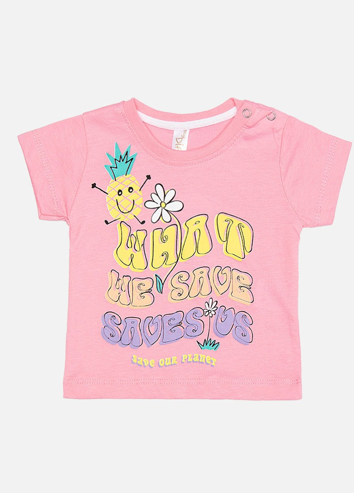 Розовая летняя футболка для девочки Difa