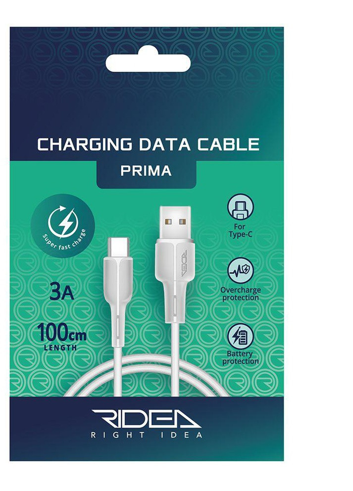 Кабель для зарядки и передачи данных Ridea RC-M121 Prima 3A USB to Type-C Белый No Brand (258080015)