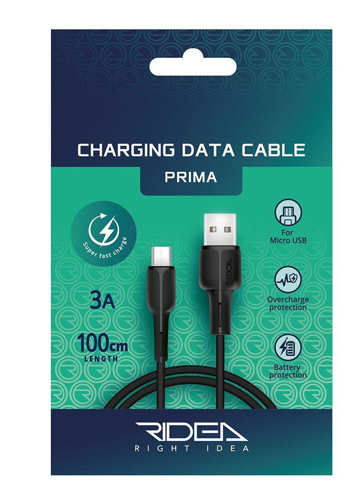 Кабель для зарядки и передачи данных Ridea RC-M111 Prima 3A USB to Micro-USB Черный No Brand (258080006)