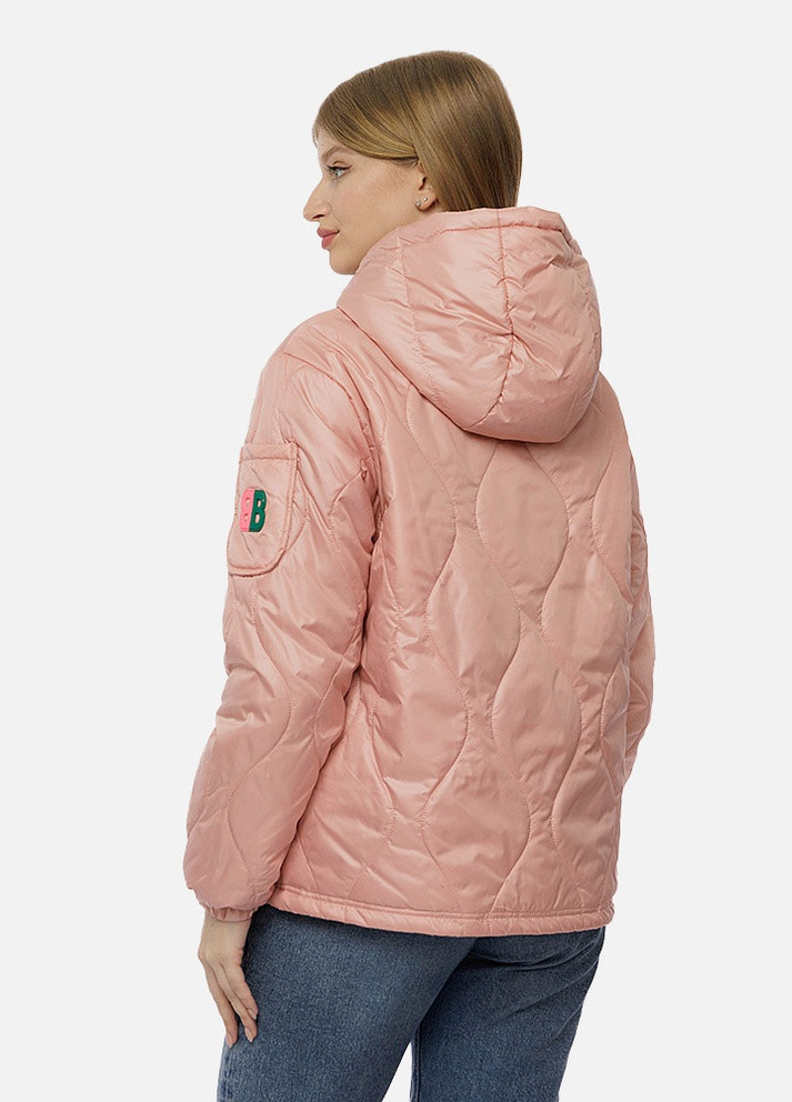 Персиковая демисезонная женская демисезонная стеганная куртка No Brand