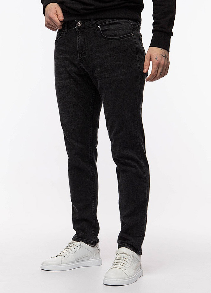 Черные демисезонные мужские джинсы регуляр Figo