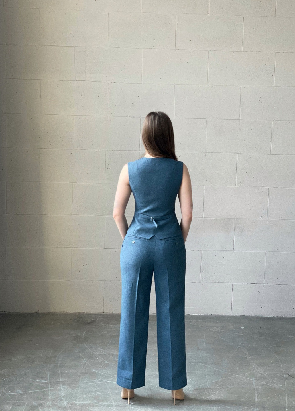 Класичні жіночі брюки кашемір, сіро-сині Koko boutique (258150342)