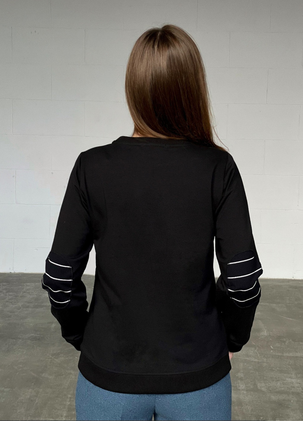 Свитшот женский с заплатками черный Koko boutique - крой однотонный черный кэжуал трикотаж - (258150339)
