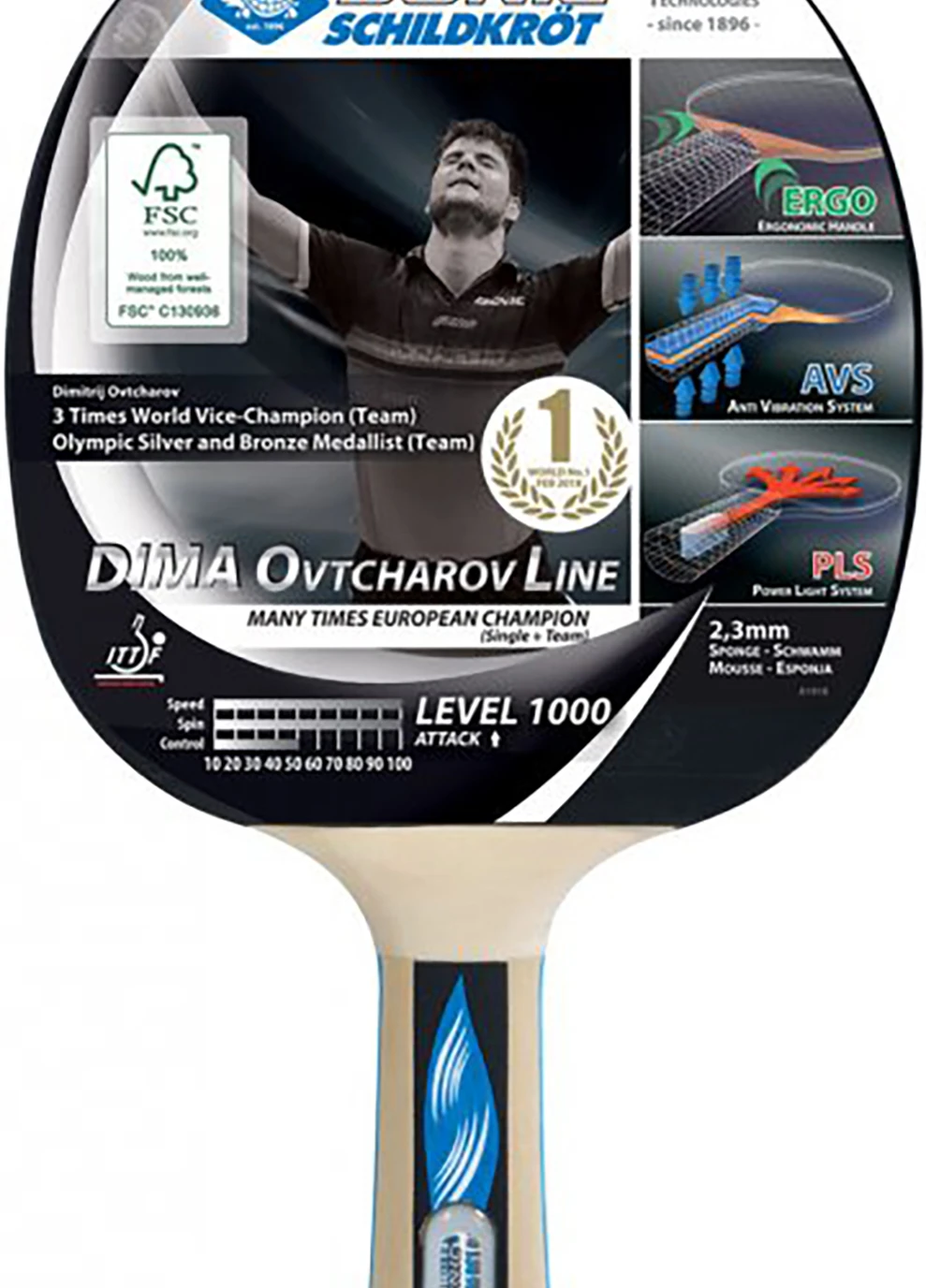 Ракетка для пінг-понгу Ovtcharov Level 1000 754412 Donic (258141420)