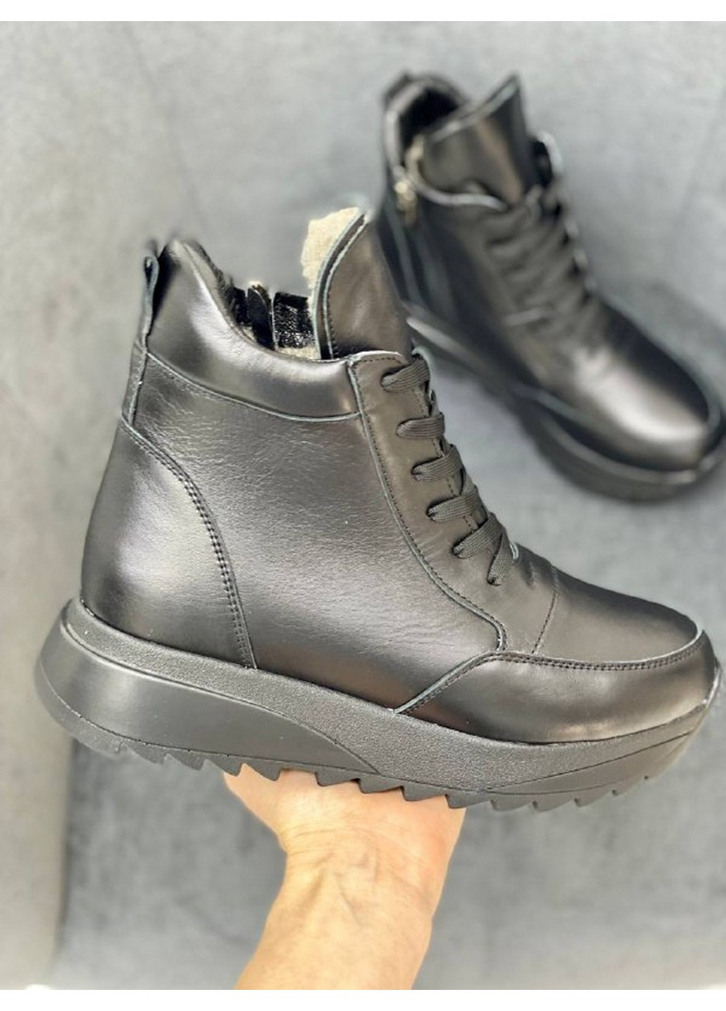 Женские кожаные кроссовки 39 VZUTIK чёрные зима (258161530)