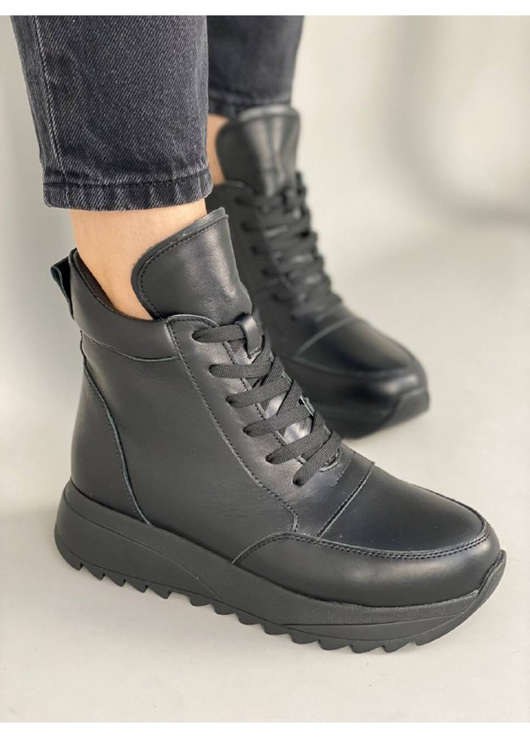 Женские кожаные кроссовки 39 VZUTIK чёрные зима (258161530)