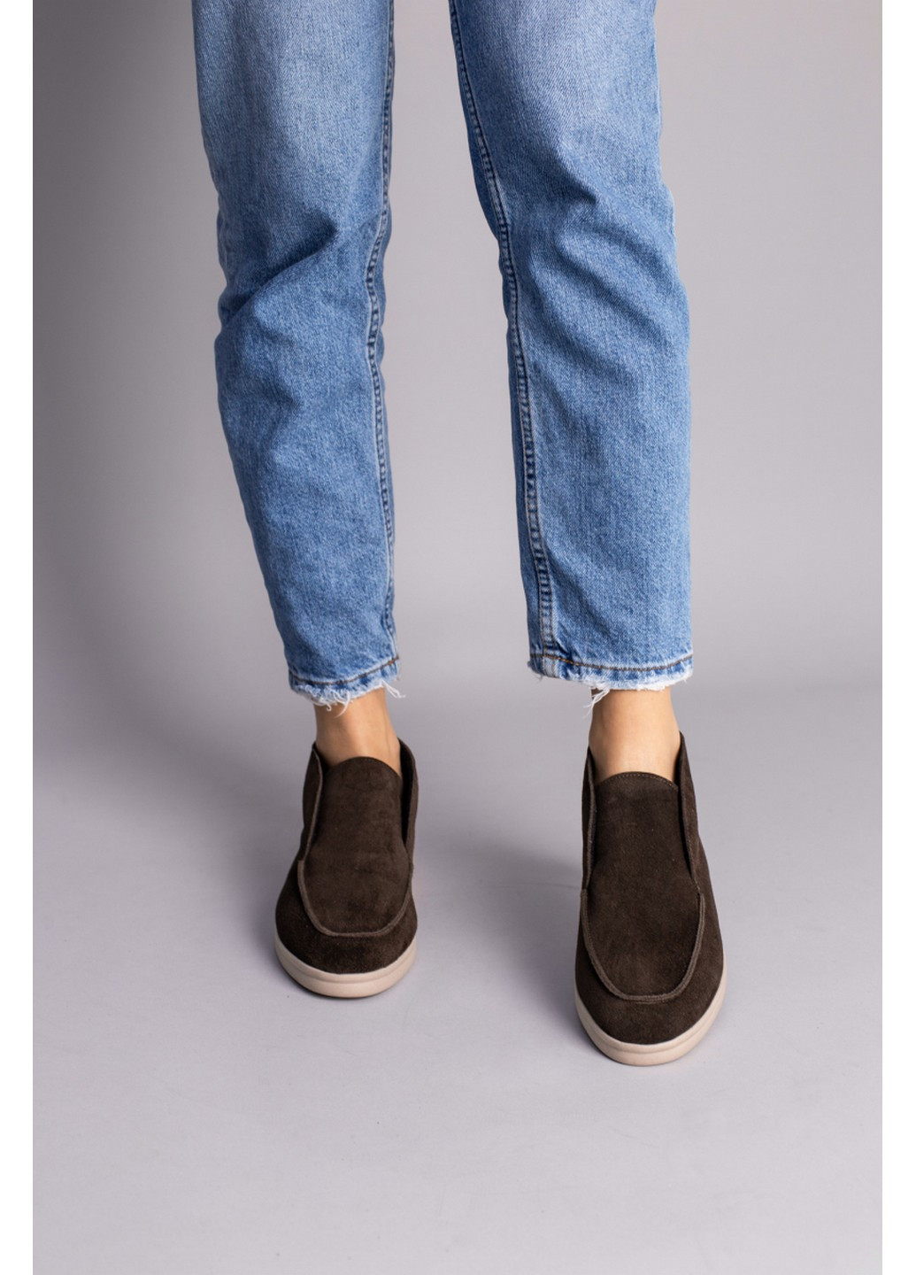 VZUTIK Женские замшевые лоферы 37 коричневый з натуральная замша, украина — зима (258162329)