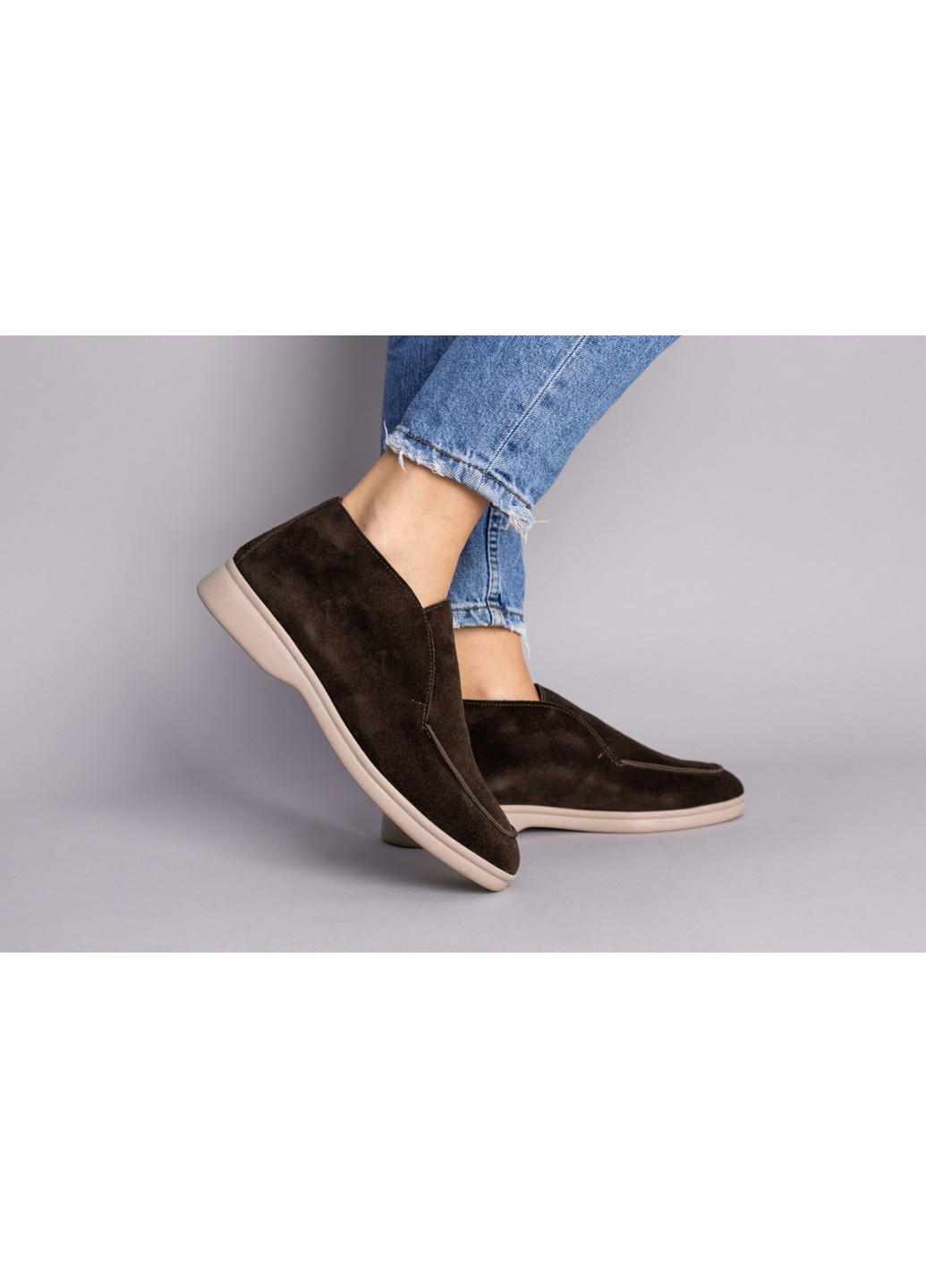 VZUTIK Женские замшевые лоферы 37 коричневый з натуральная замша, украина — зима (258162329)