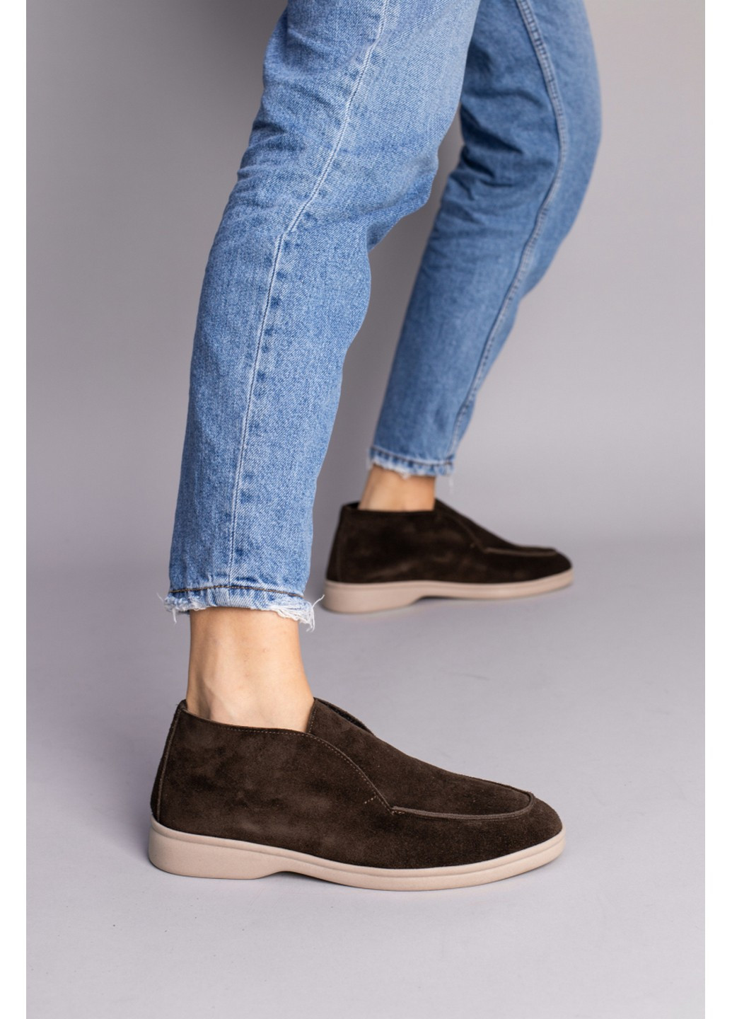 VZUTIK Женские замшевые лоферы 37 коричневый з натуральная замша, украина — зима (258162329)