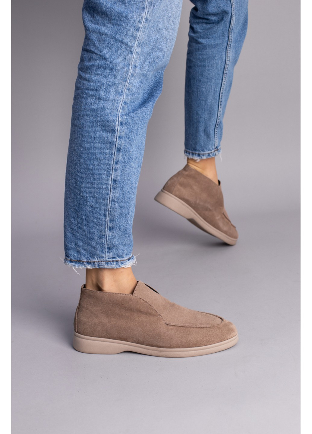 VZUTIK Жіночі замшеві лофери 40 бежевий з натуральна замша, україна — зима (258161993)