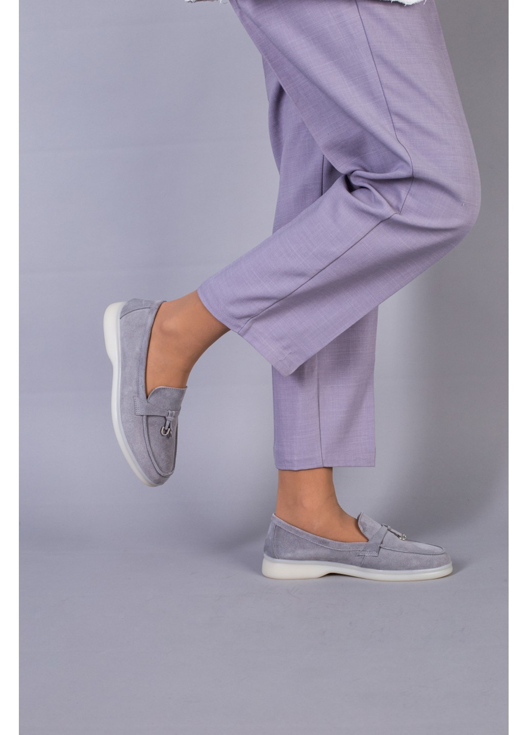 VZUTIK Жіночі замшеві лофери 41 сірий з натуральна замша, україна — демісезон (258162168)