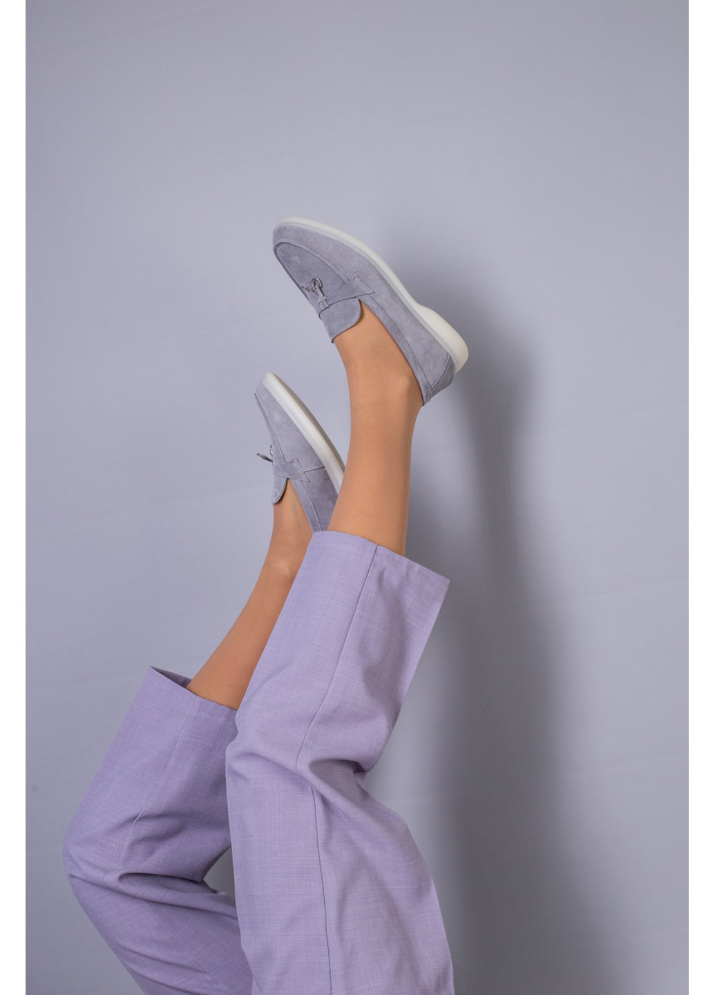 VZUTIK Жіночі замшеві лофери 41 сірий з натуральна замша, україна — демісезон (258162168)