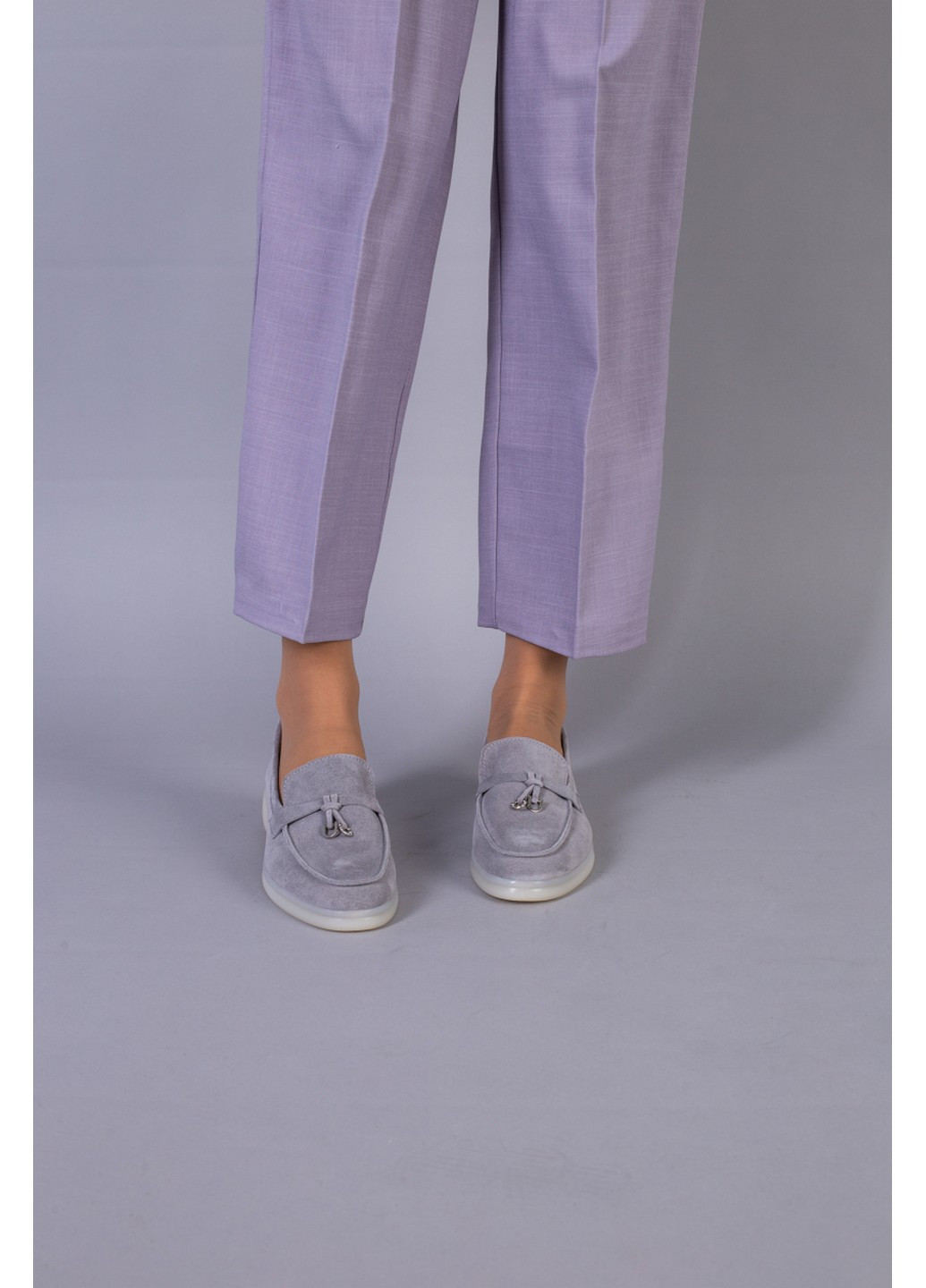 VZUTIK Женские замшевые лоферы 39 серый з натуральная замша, украина — демисезон (258163057)